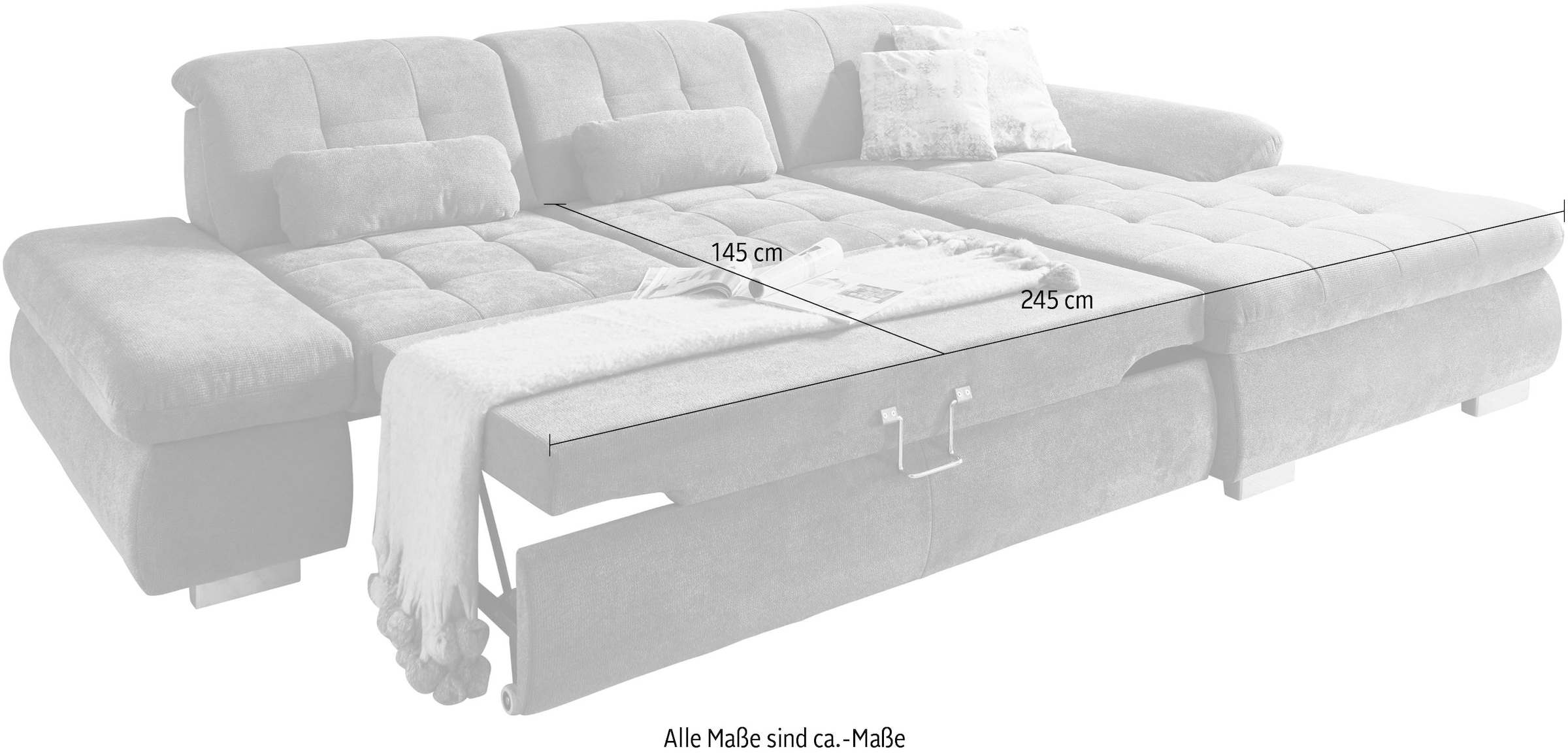 Die PlanBar Ecksofa »MP-IN17004 L-Form«, wahlweise mit Bettfunktion, Sitztiefen- und Kopfteilverstellung