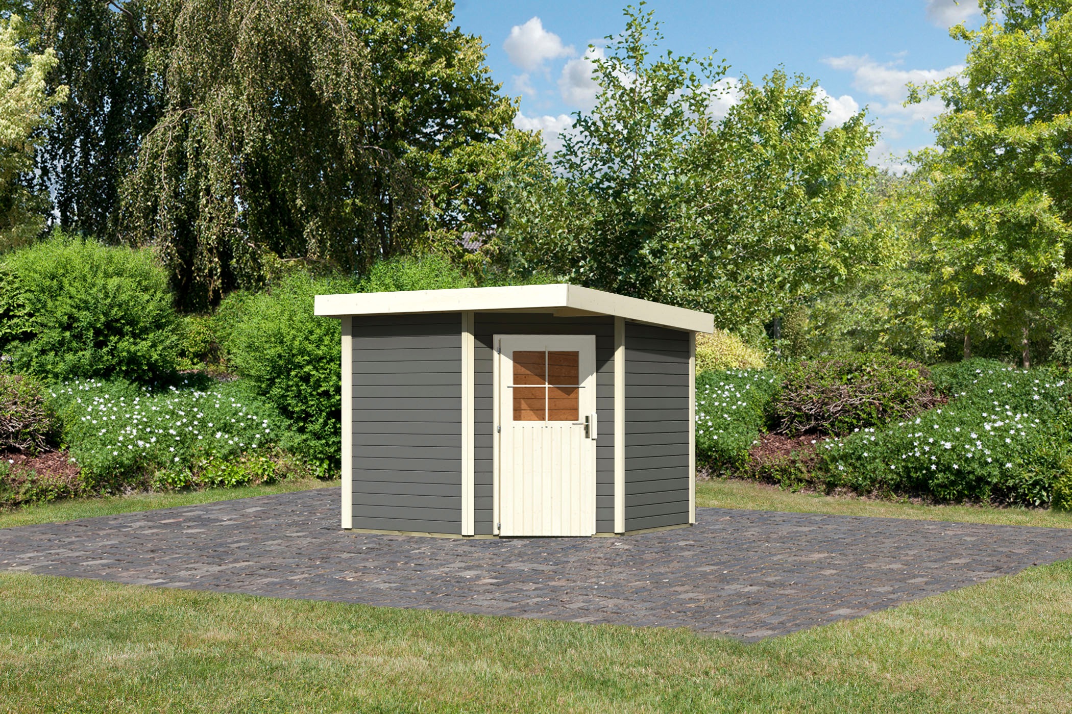 Karibu Gartenhaus »Neusee 2«, terragrau oder naturbelassen