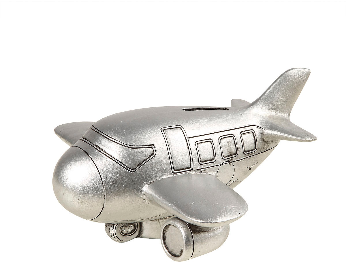 Ambiente Haus Spardose »Flugzeug, silberfarben«, (1 tlg.), Sparschwein, Retro-Design, ideales Geschenk