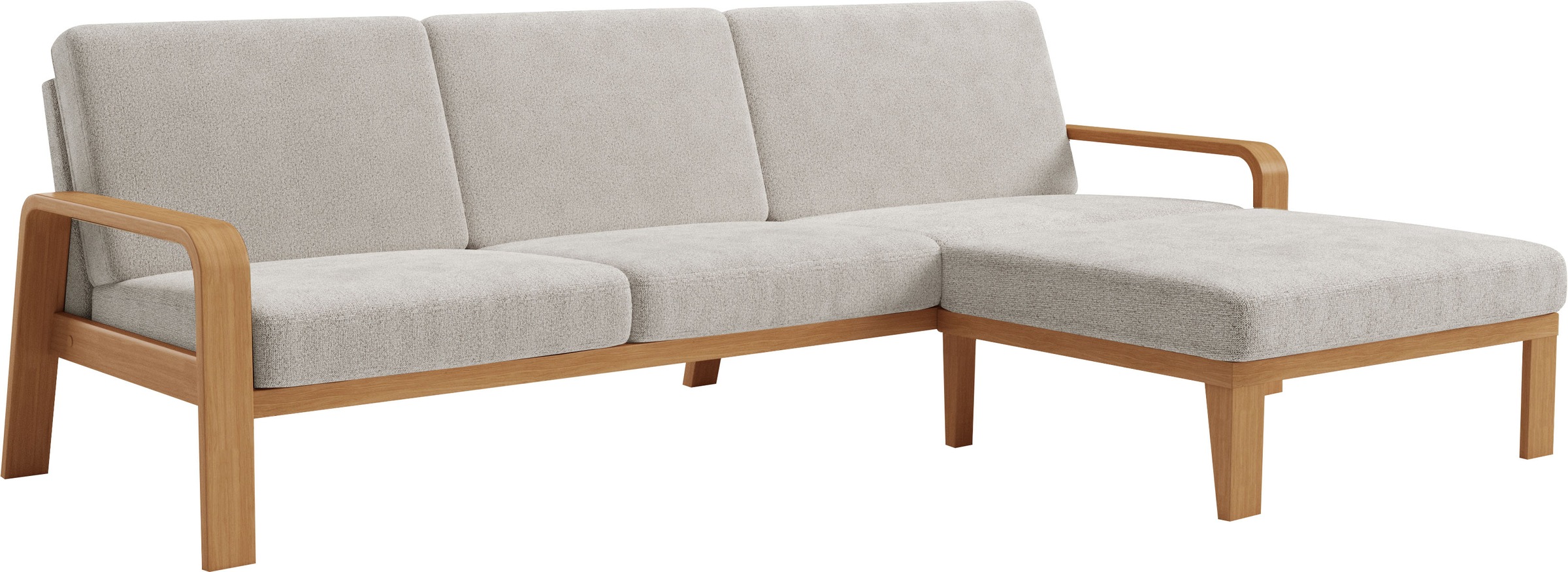 sit&more Ecksofa »Kolding L-Form«, Armlehnen aus eichefarbigem Buchenholz, verschiedene Bezüge und Farben