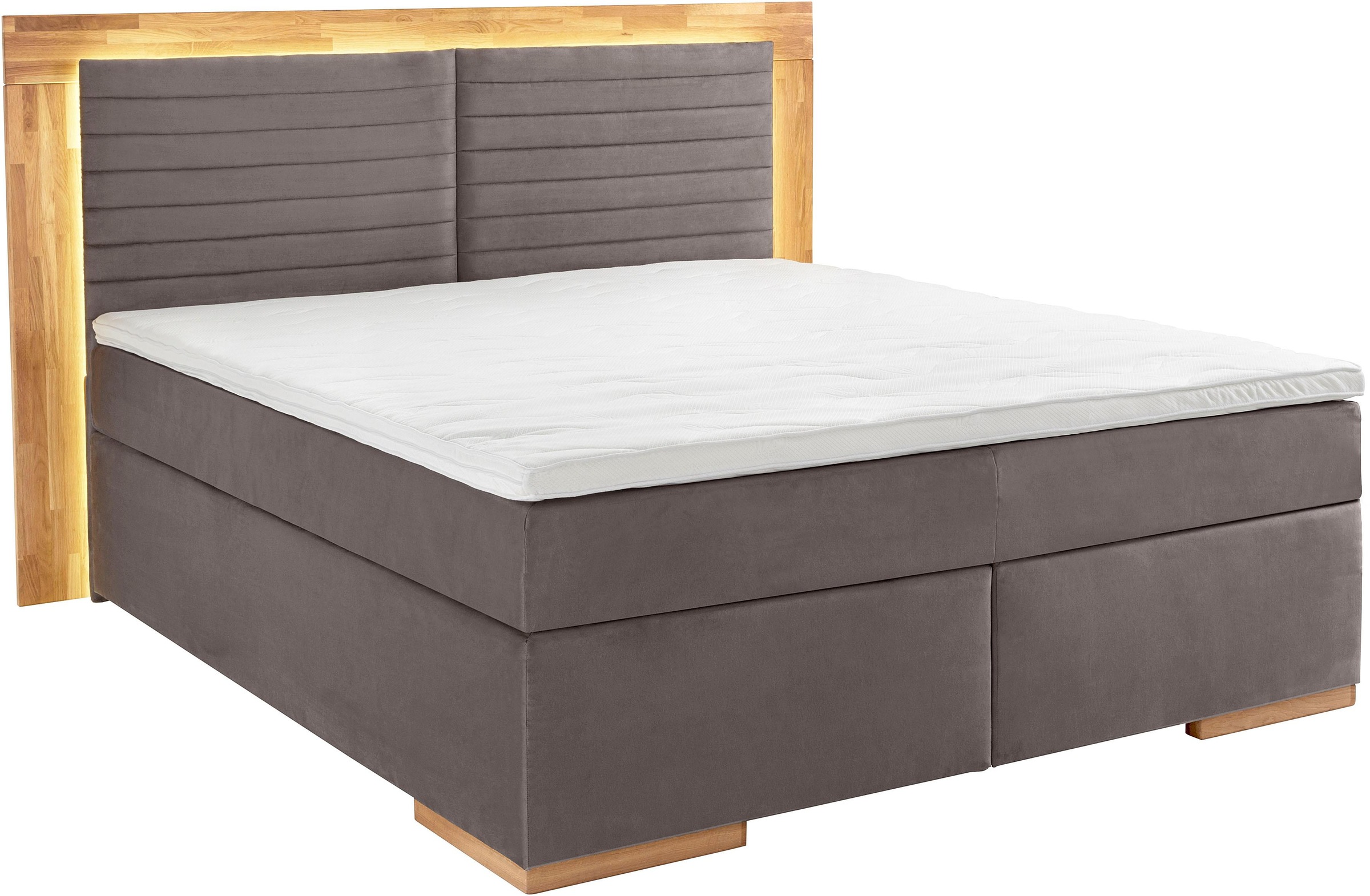 PLACES OF STYLE Boxspringbett "Cup" mit LED-Beleuchtung, Massivholzrahmen u günstig online kaufen