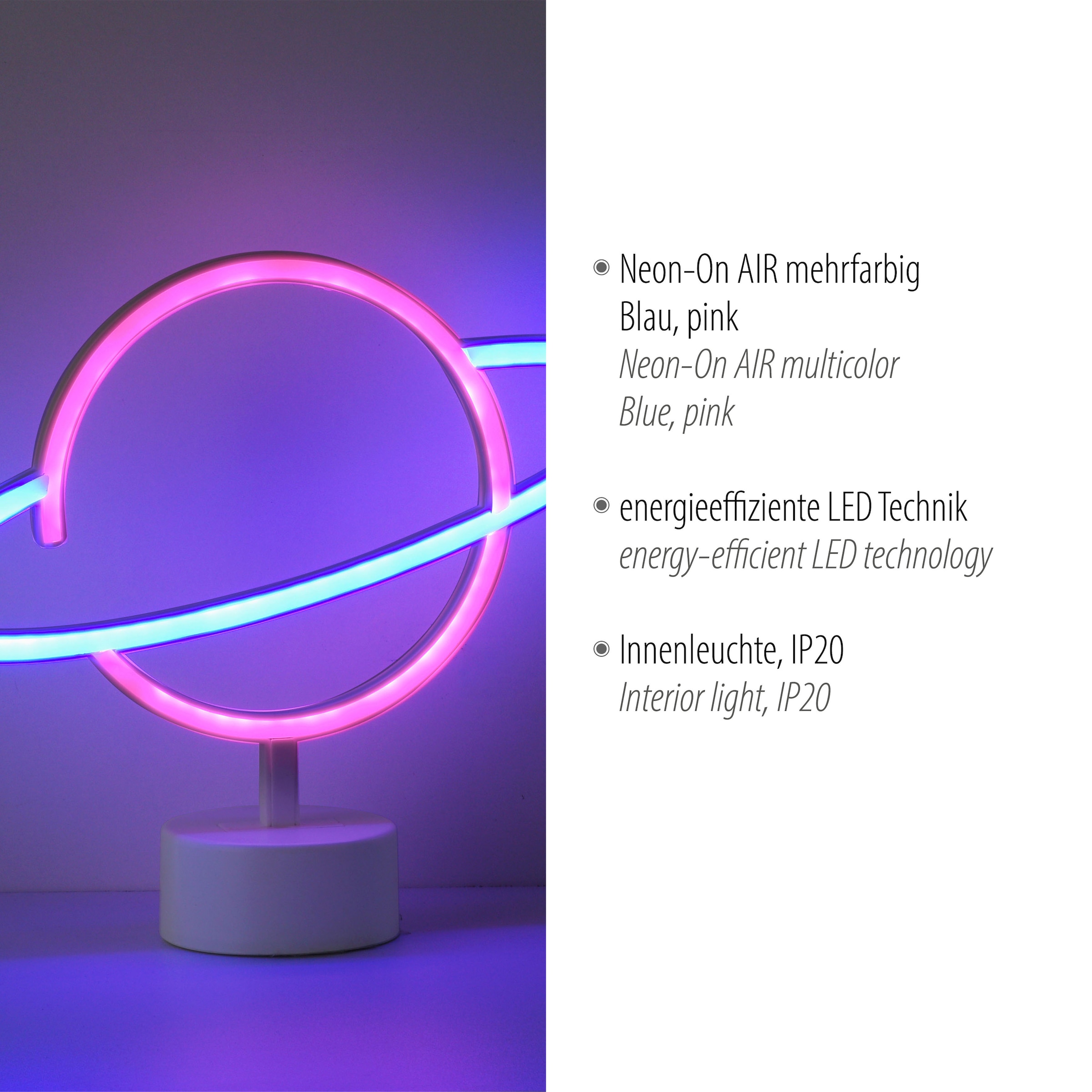 JUST LIGHT LED Wandleuchte »NEON-SATUR«, 1 flammig, Leuchtmittel LED-Board | LED fest integriert