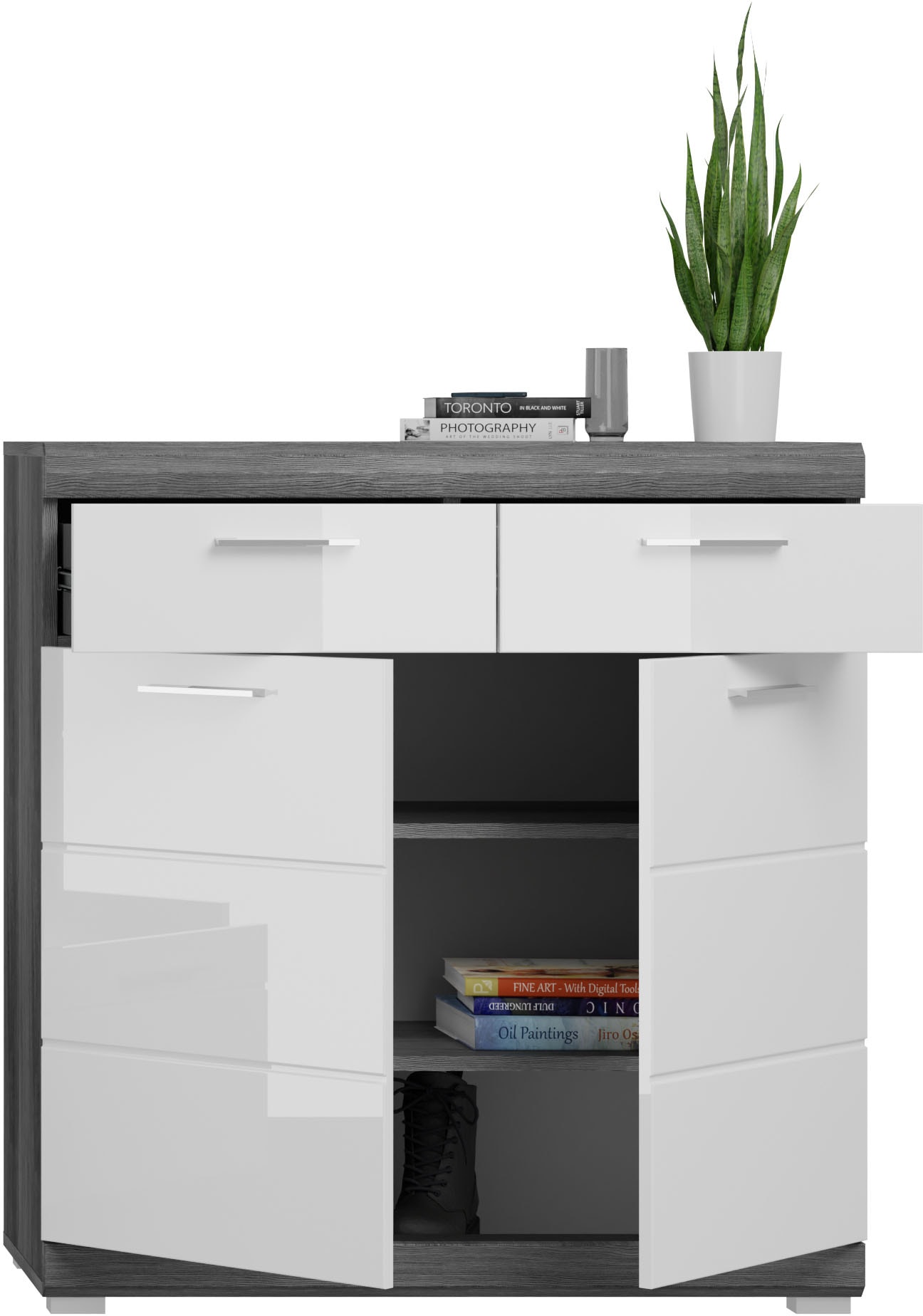 INOSIGN Garderoben-Set »Siena, Fronten mit hochwertiger Rillenfräsung, 4-teilig,bestehend aus:«, (Komplett-Set, 4 St.), Scout Garderobenkombination 4-tlg., Flur, Diele
