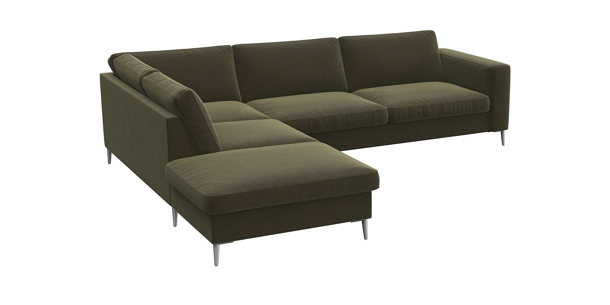 FLEXLUX Ecksofa »Fiore, super Sitzkomfort durch Kaltschaum im Sitz, L-Form«, breite Armlehnen, Füße Alu