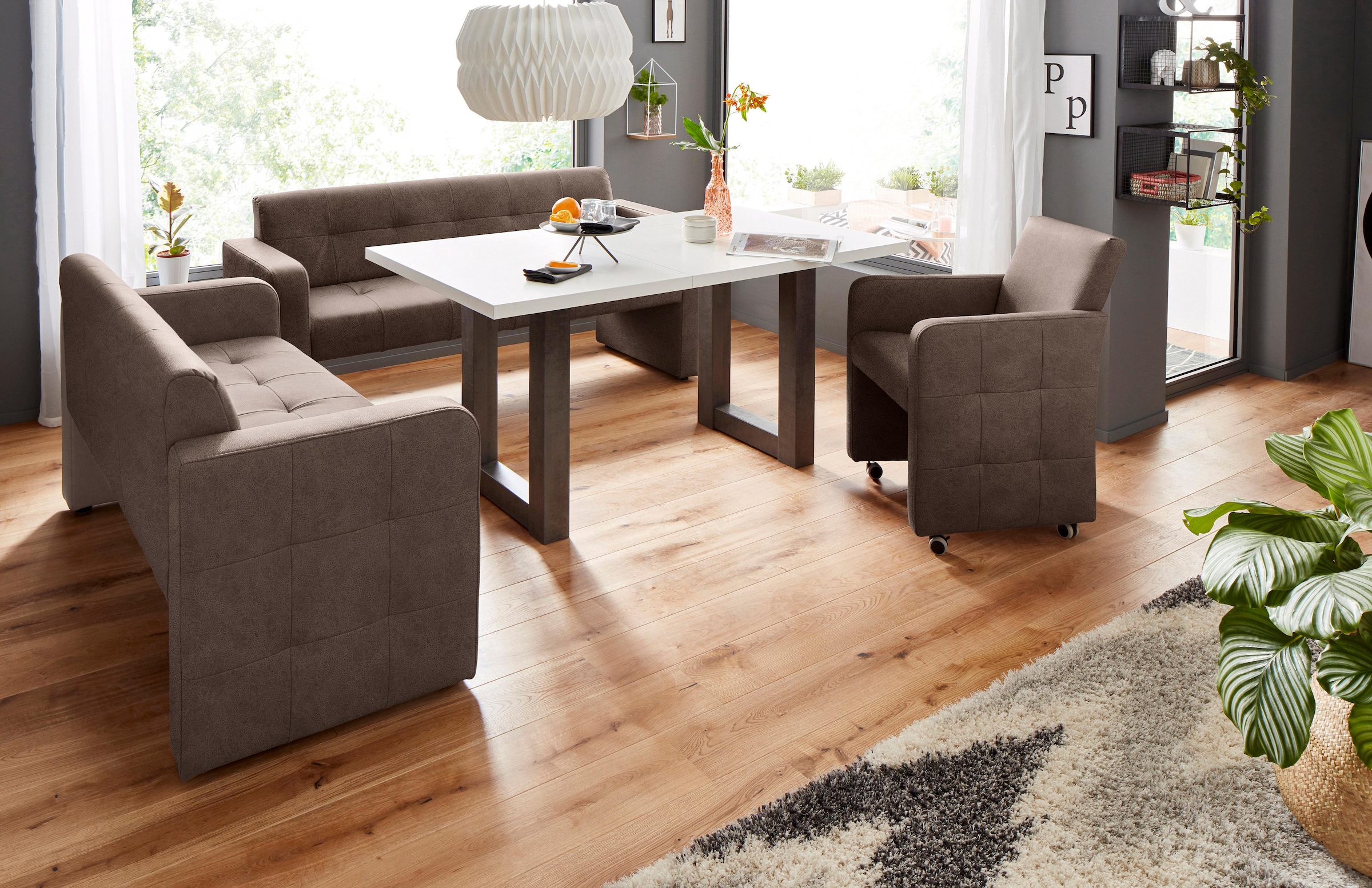 exxpo - sofa fashion Sessel »Barista Clubsessel auf Rollen, schmale Armlehnen, aktuelles Design«, bequem und komfortabel, Breite 61 cm