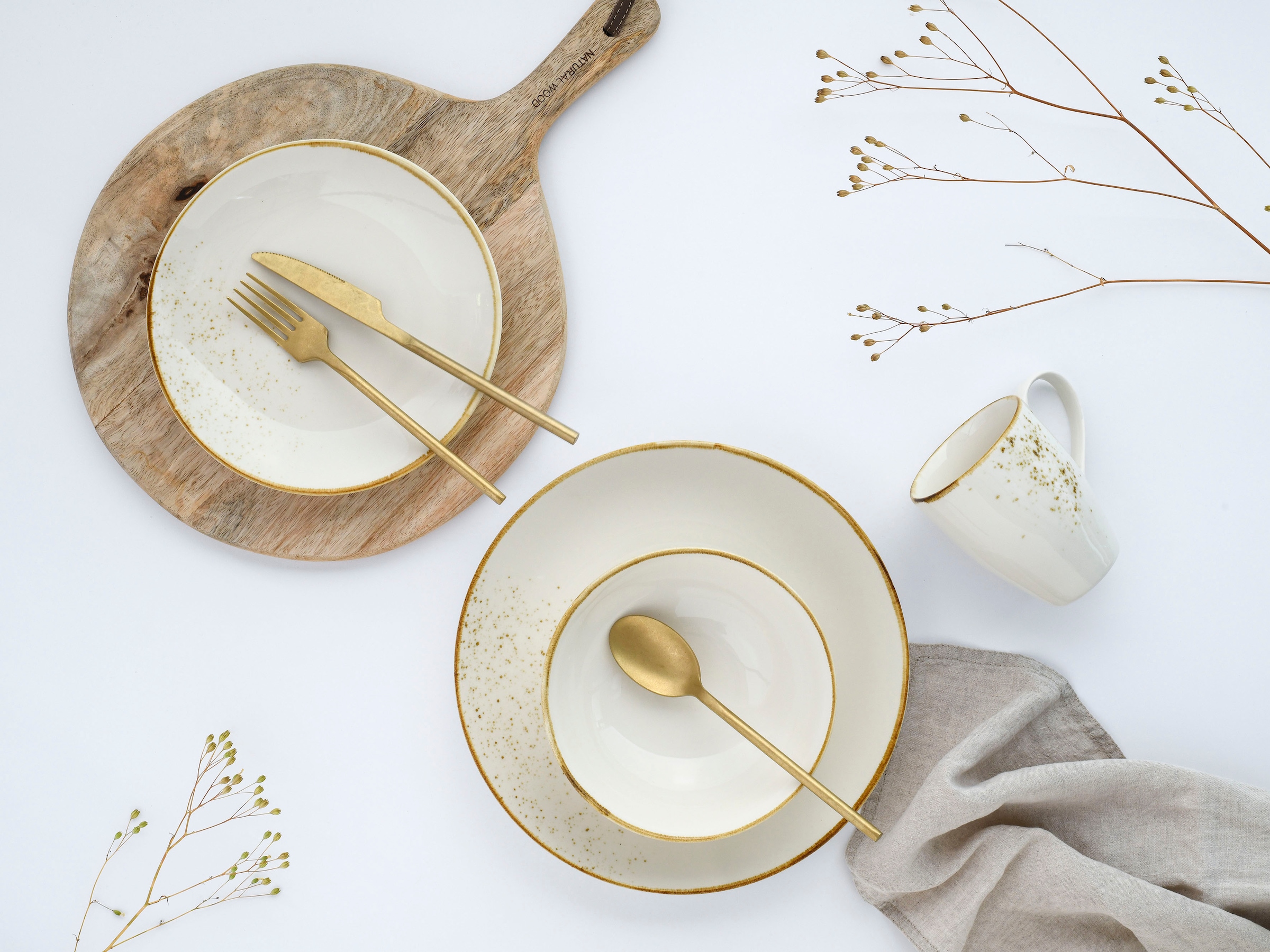 CreaTable Kombiservice »Nature Collection«, (Set, 16 tlg.), Reaktivglasur, jedes Stück ein Unikat
