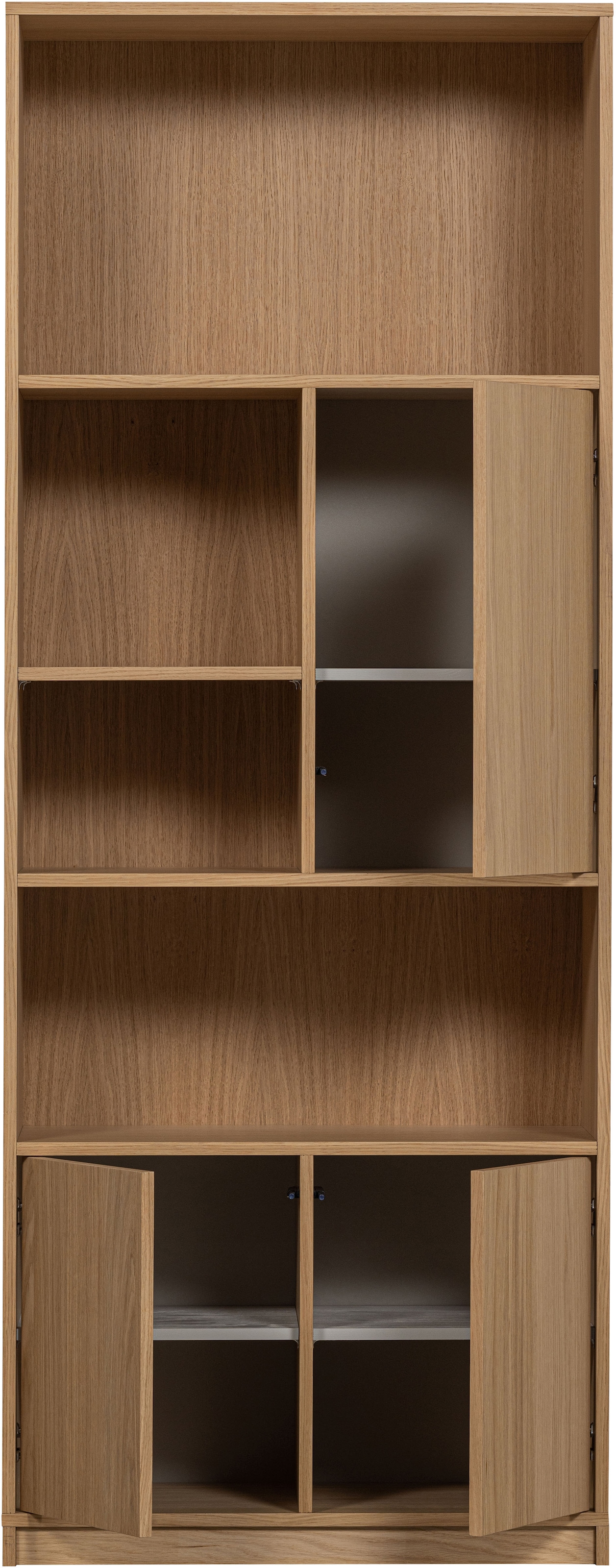 WOOOD Stauraumregal »Modulair mit Push-to-open und FSC® Eichenfurnier B110 x T40 x H199 cm« Vielfältige Fächergrößen, Tragkraft 15 kg pro Einlegeboden