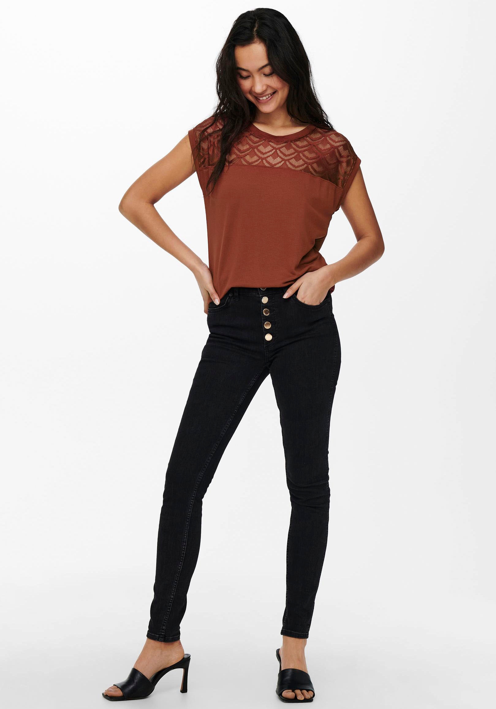 ONLY Spitzenshirt »ONLNICOLE LIFE S/S MIX TOP NOOS JRS«