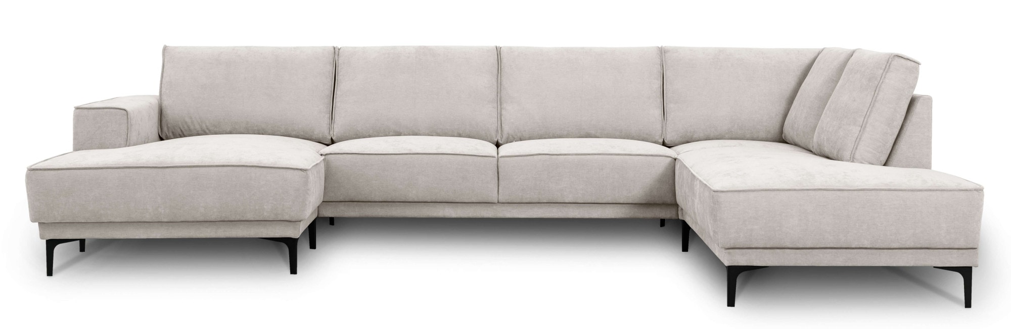 Places of Style Wohnlandschaft »XXL Sofa Oland, Struktur, Flachgewebe, Luxus-Microfaser, Boucle«, U-Form, 345 cm, Wellenunterfederung, Skandi-Design, Metallfüße