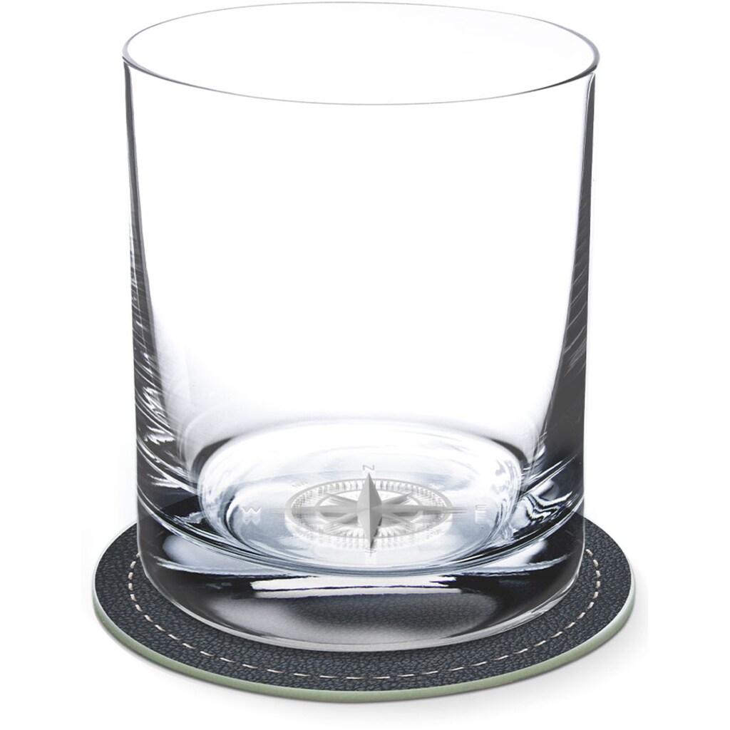 Contento Whiskyglas, (Set, 4 tlg., 2 Whiskygläser und 2 Untersetzer)