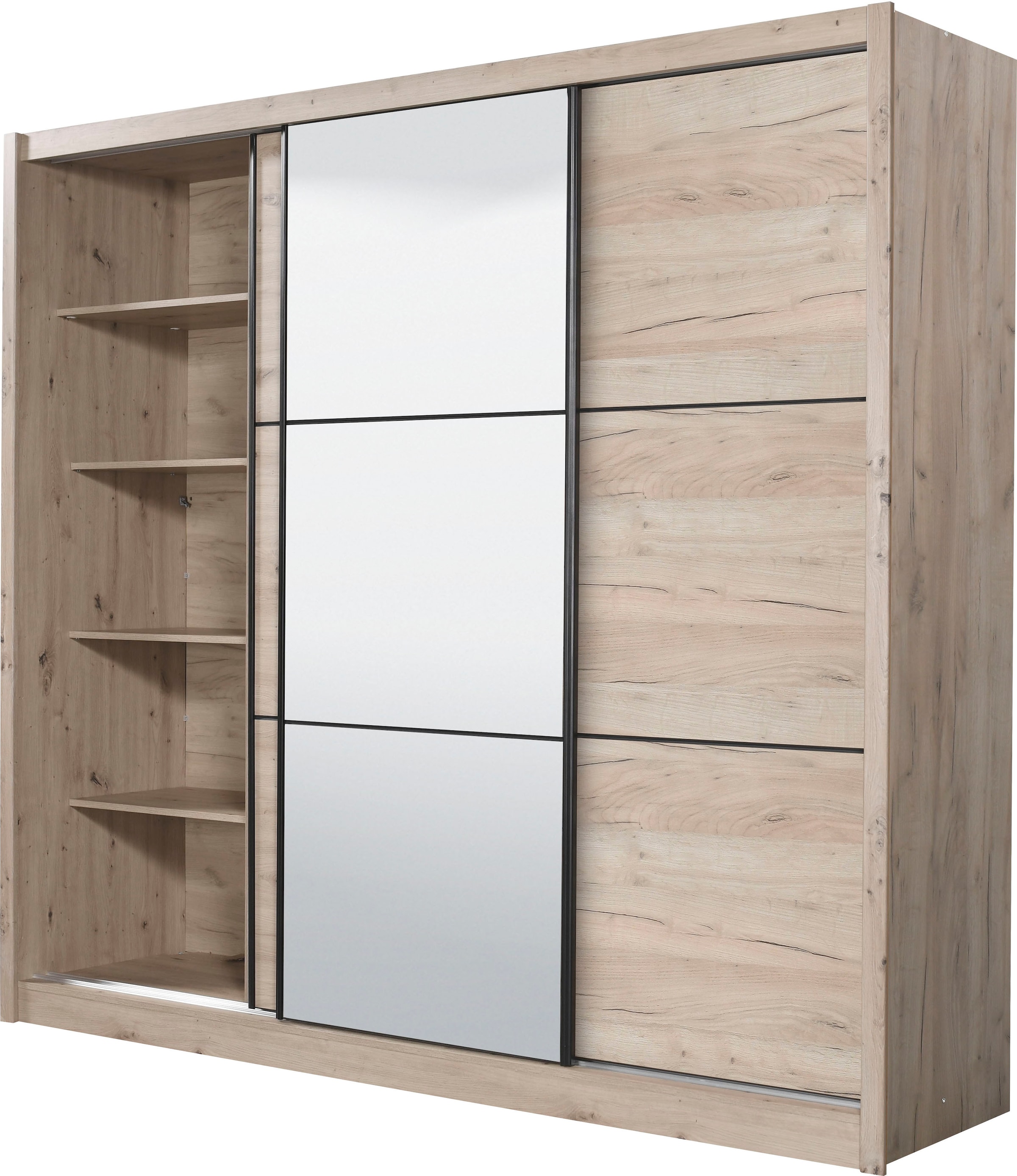 INOSIGN Schwebetürenschrank »Navara Kleiderschrank mit Spiegel Wäscheschrank Garderobe«, mit großzügiger Innenausstattung, FSC®-zertifiziert, in 3 Breiten