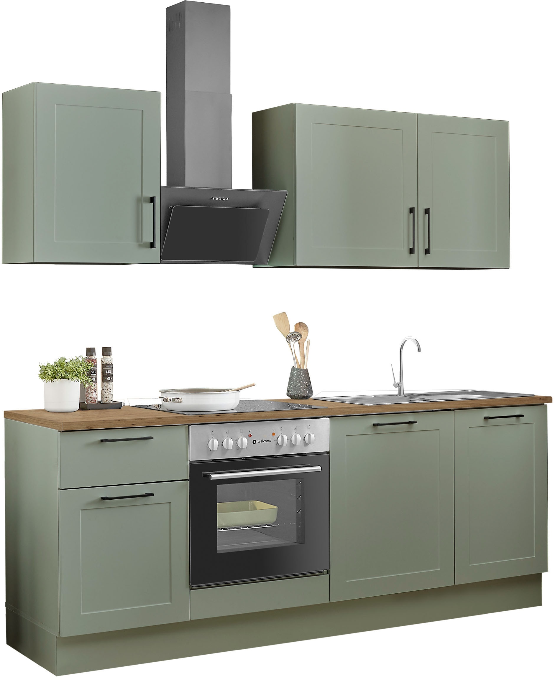 BASIC by Balculina Küchenzeile »Marsi« Breite 220 cm, wahlweise mit E-Geräten, mit Soft-Close-Funktion