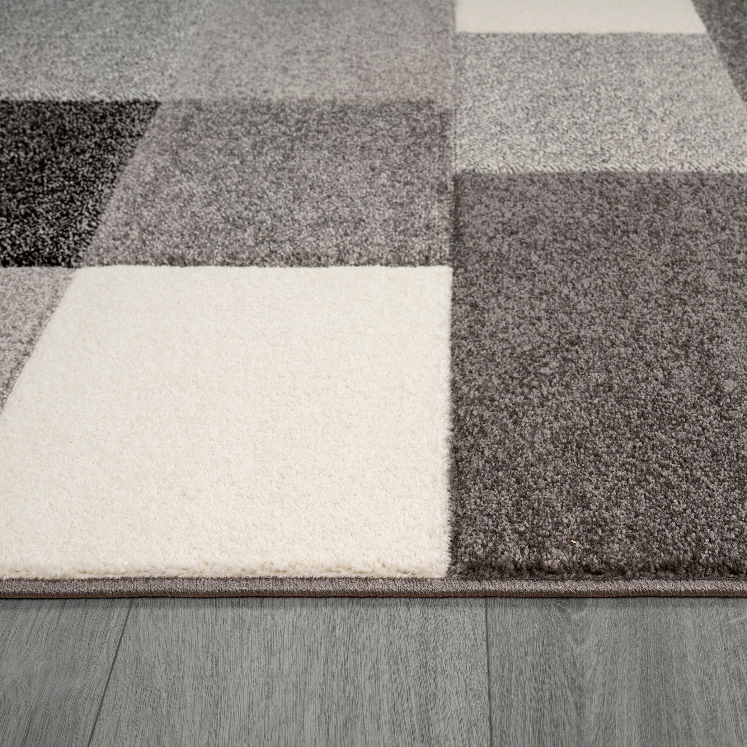 Paco Home Teppich »Brilliance 656«, rechteckig, 17 mm Höhe, Kurzflor, modernes Karo Design, handgefertigter Konturenschnitt