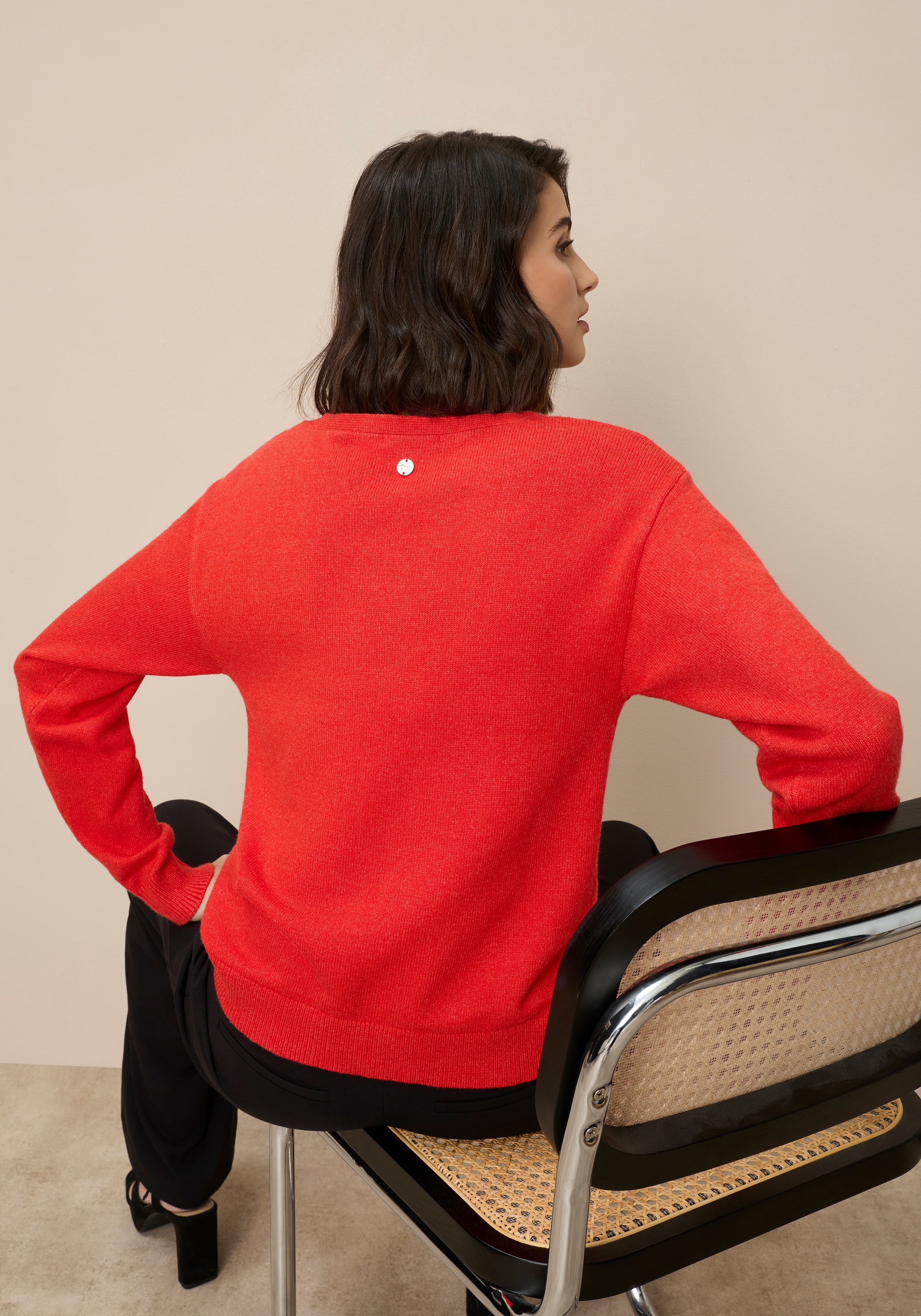 Tamaris V-Ausschnitt-Pullover mit Frontbiese