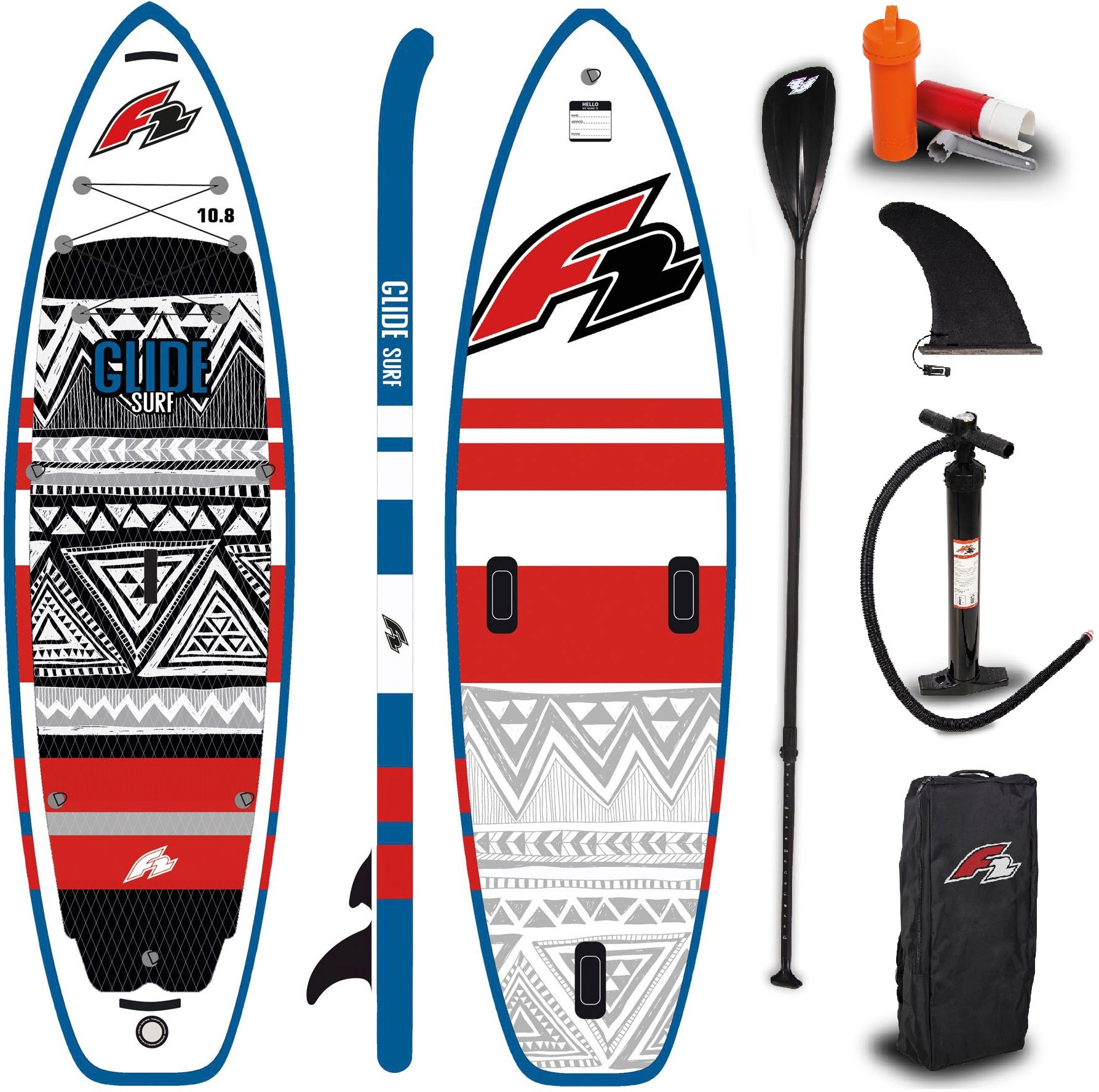 F2 SUP-Board »Glide Surf 10,8 red«, (Packung, 5 tlg.)