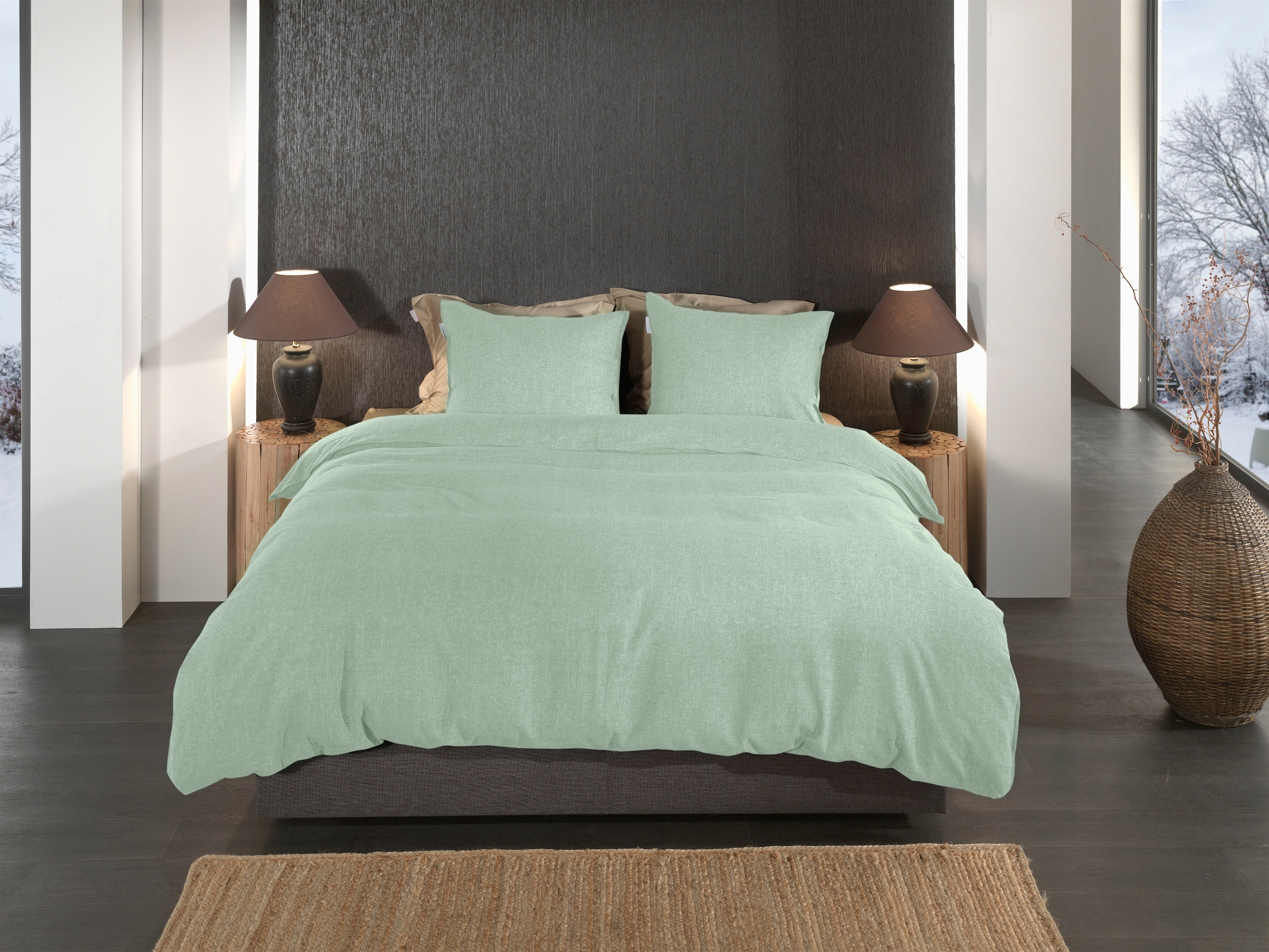 Heckett & Lane Bettwäsche »Franela« 2 Stk. tlg. Uni Design, hochwertiges Fl günstig online kaufen