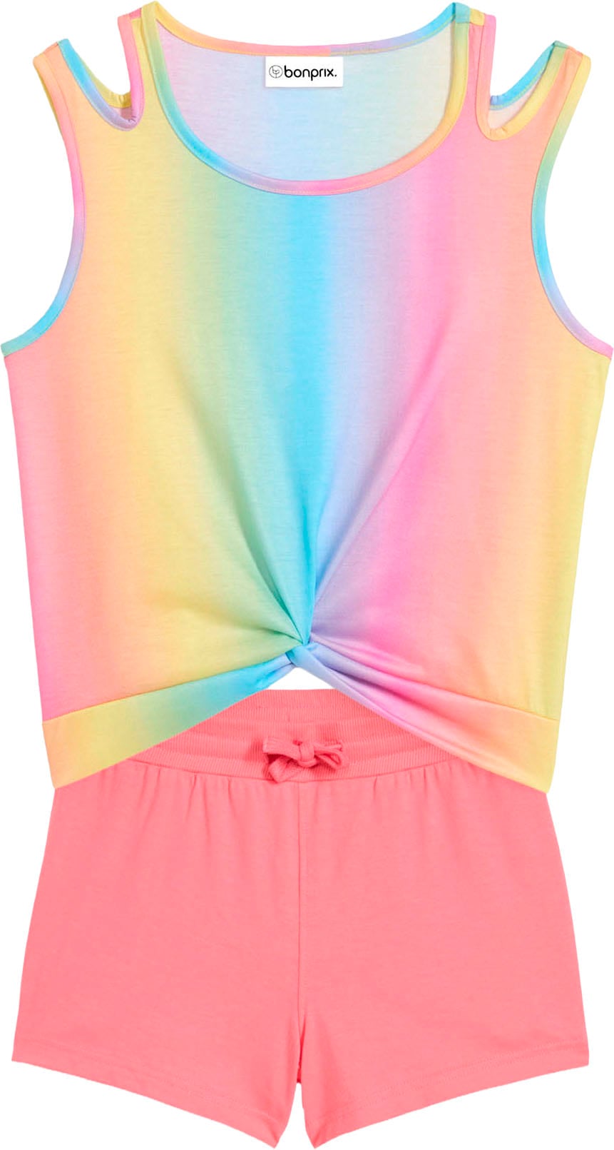 bonprix Shorts »Top und Shorts (2-tlg.Set)«  aus Polyester und Baumwolle, Regular Fit, mit Farbverlauf
