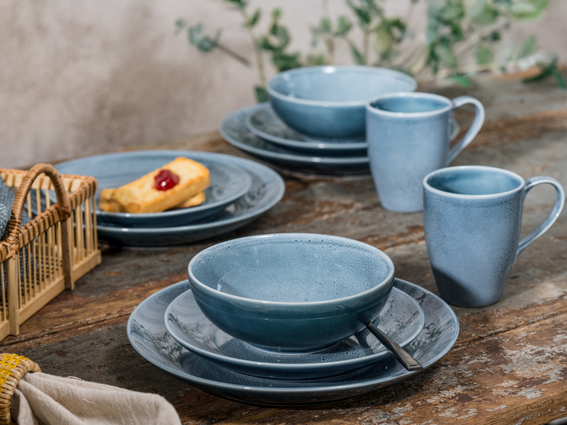 CreaTable Kombiservice »Reactive Nostalgic«, (Set, 16 tlg., Kaffeeservice und Tafelservice im Set, für 4 Personen), Service, Jedes Stück ist ein Unikat, 16 Teile, für 4 Personen