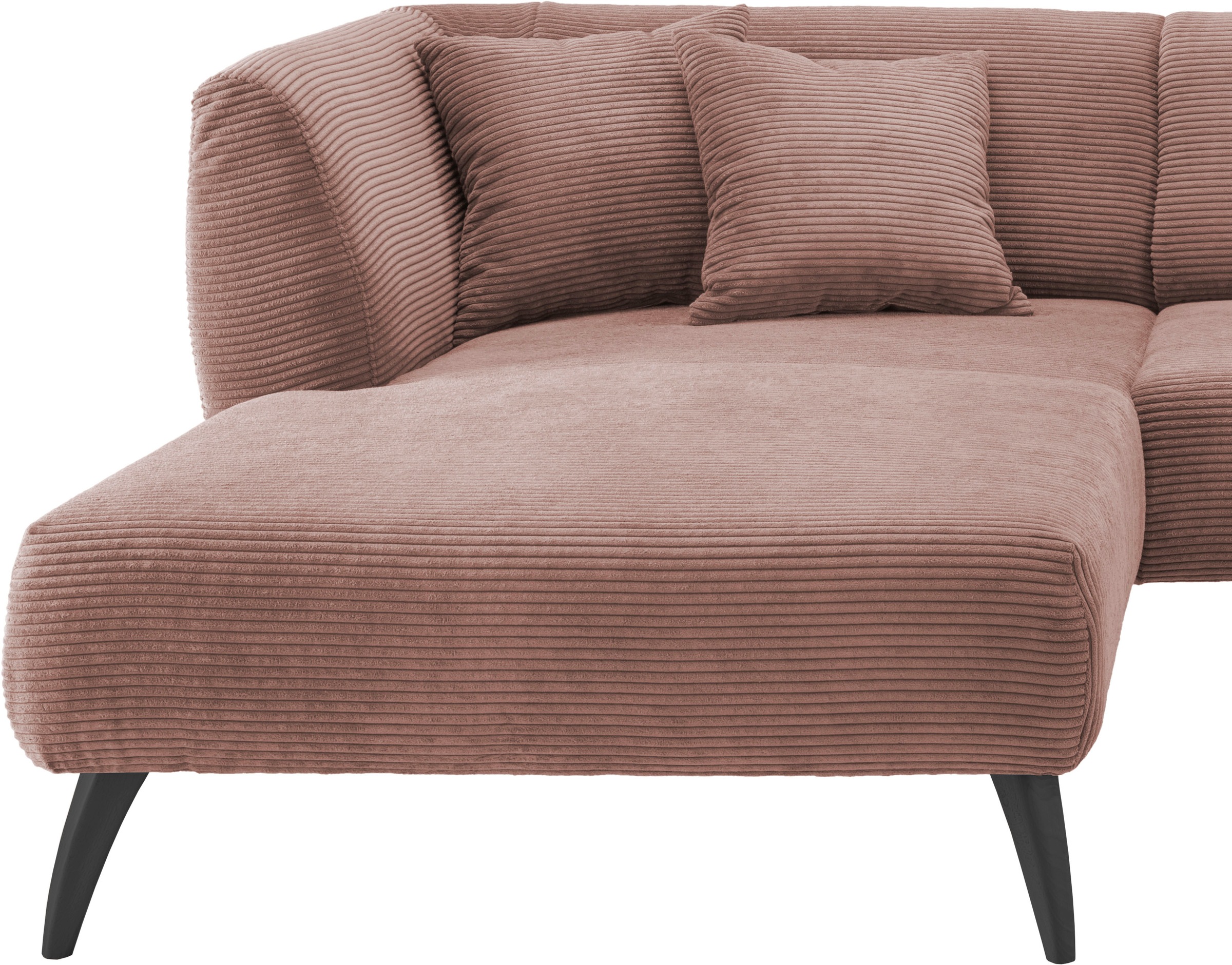 INOSIGN Ecksofa »Colori L-Form«, Holzfußfarbe wählbar, inkl. 4x Zierkissen