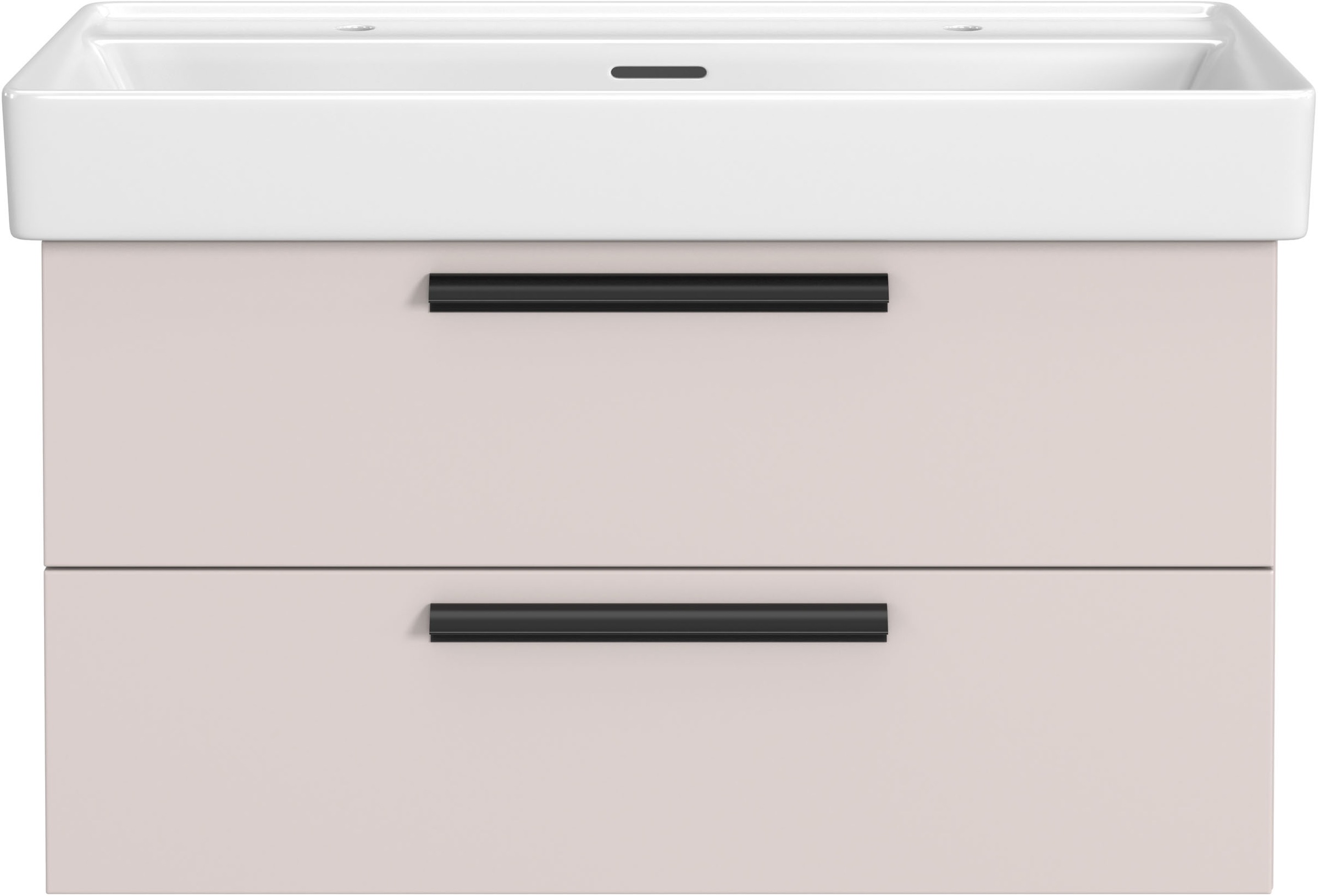 welltime Waschtisch »SALVADA, Softclose-Auszüge, Keramikbecken« Maße (B/T/H): 100/48/63 cm,  Kaschmir, Lochbohrung für zwei Armaturen, Anti-Finger-Print