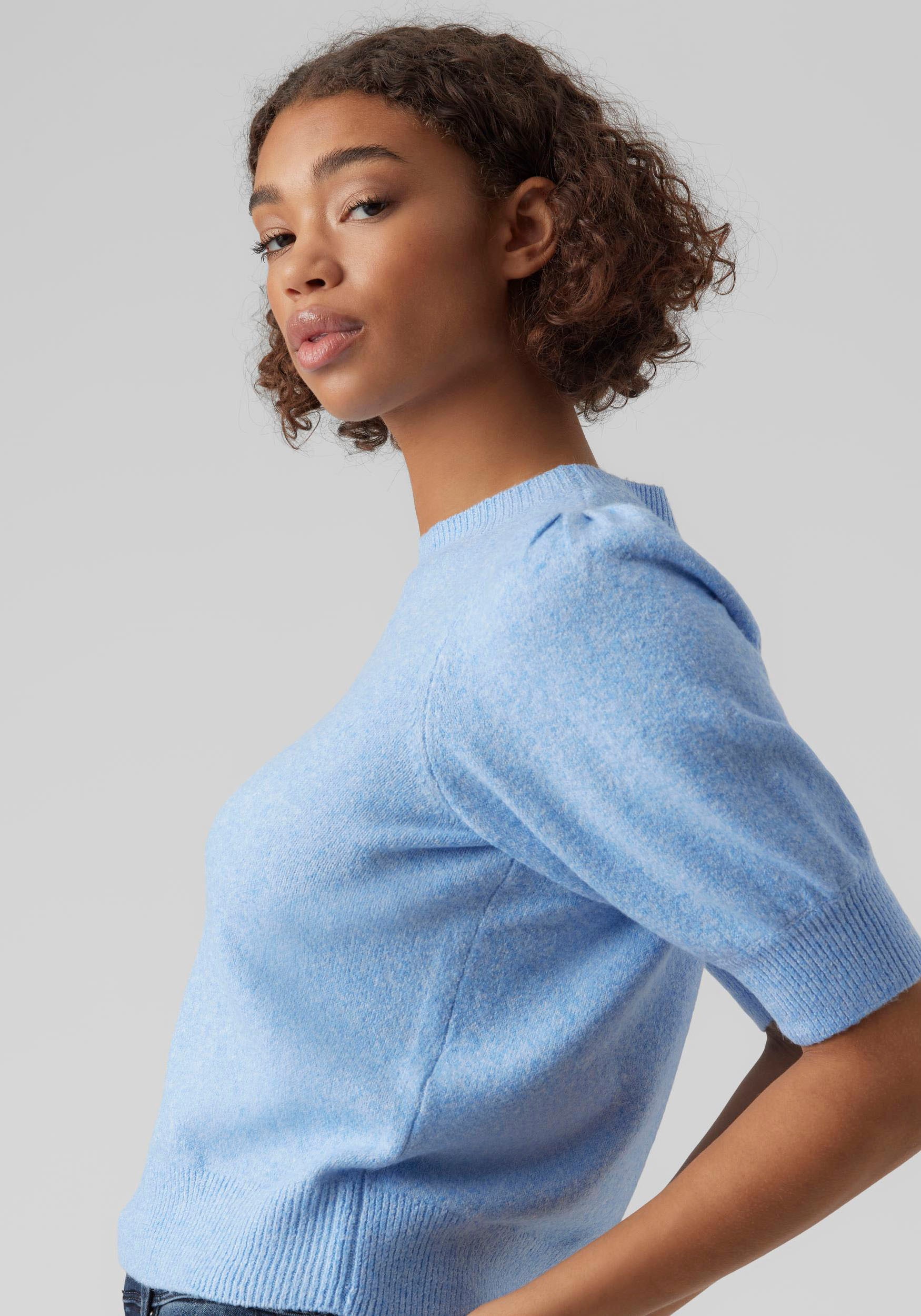 Vero Moda Rundhalspullover »VMDOFFY 2/4 O-NECK PULLOVER GA NOOS« mit kurzen Puffärmeln
