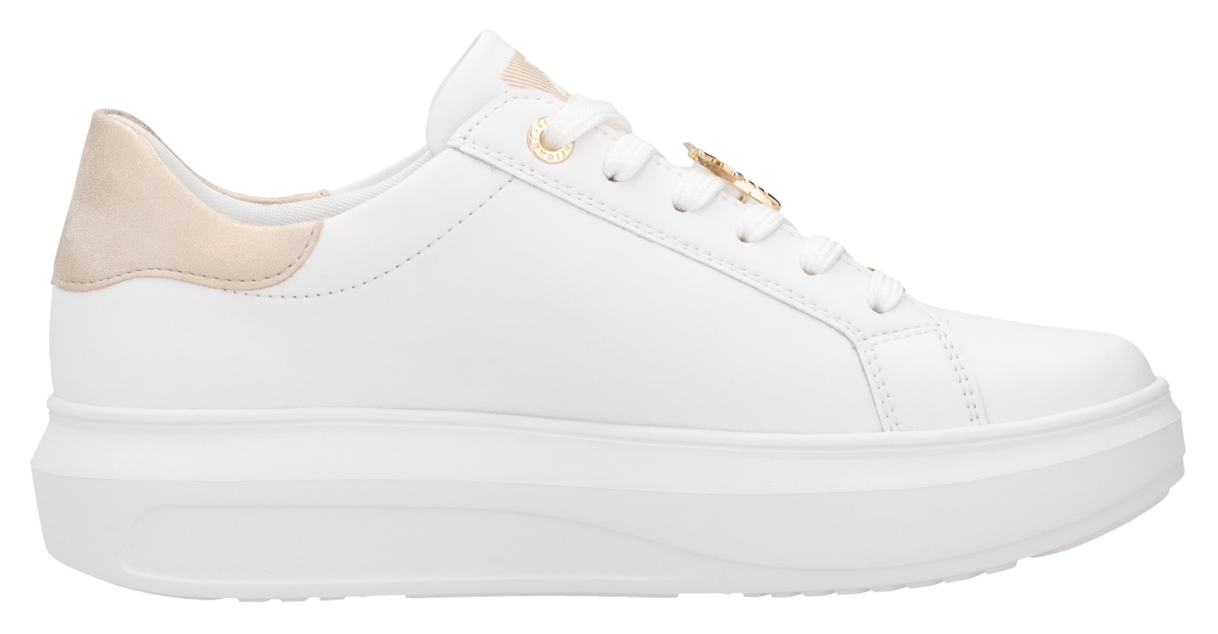 RIEKER Sport Plateausneaker  mit stylischen Metallic-Details, Freizeitschuh, Halbschuh, Schnürschuh