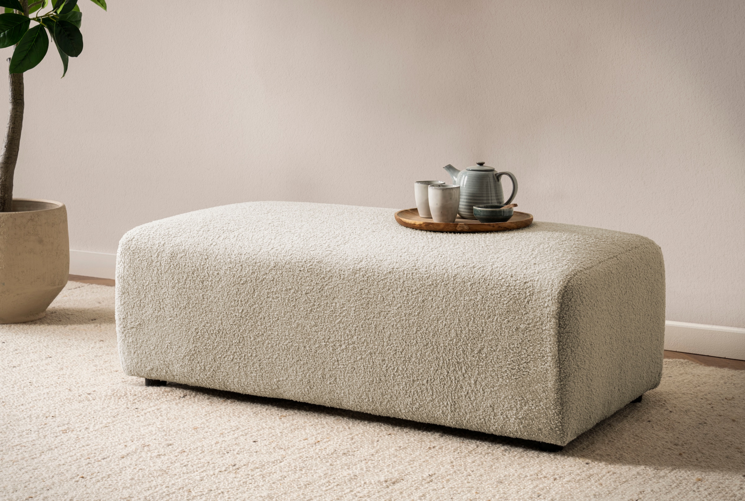 andas Hocker »BAKELS, Polsterhocker in Cord oder Boucle-Stoff«, zur Serie BAKELS, Hocker stellbar zum Schlafsofa (Krokodilverbinder)