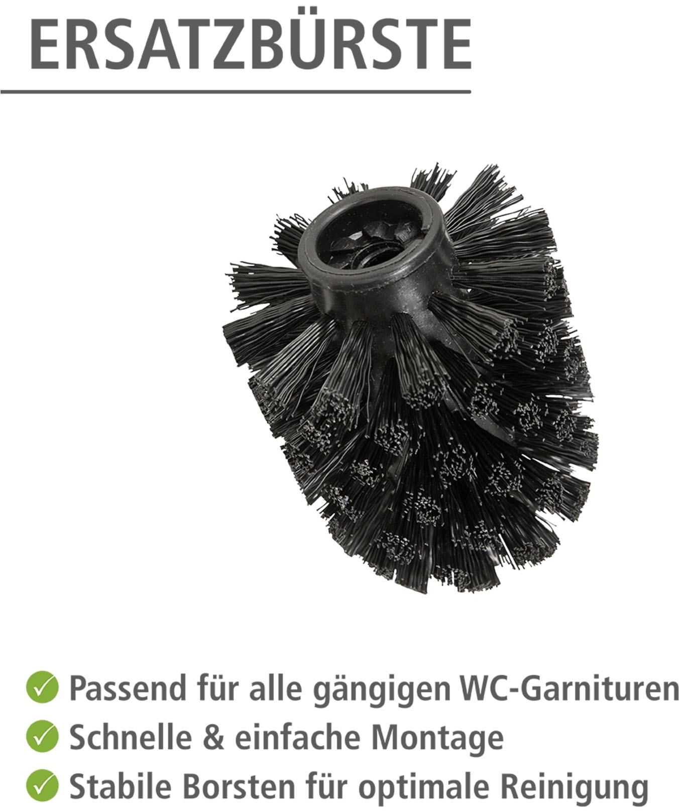WENKO WC-Reinigungsbürste Set 10 Stk. aus Kunststoff Ersatzbürstenkopf für WENKO WC-Bürsten, Ø 8 cm, Kunststoffborsten