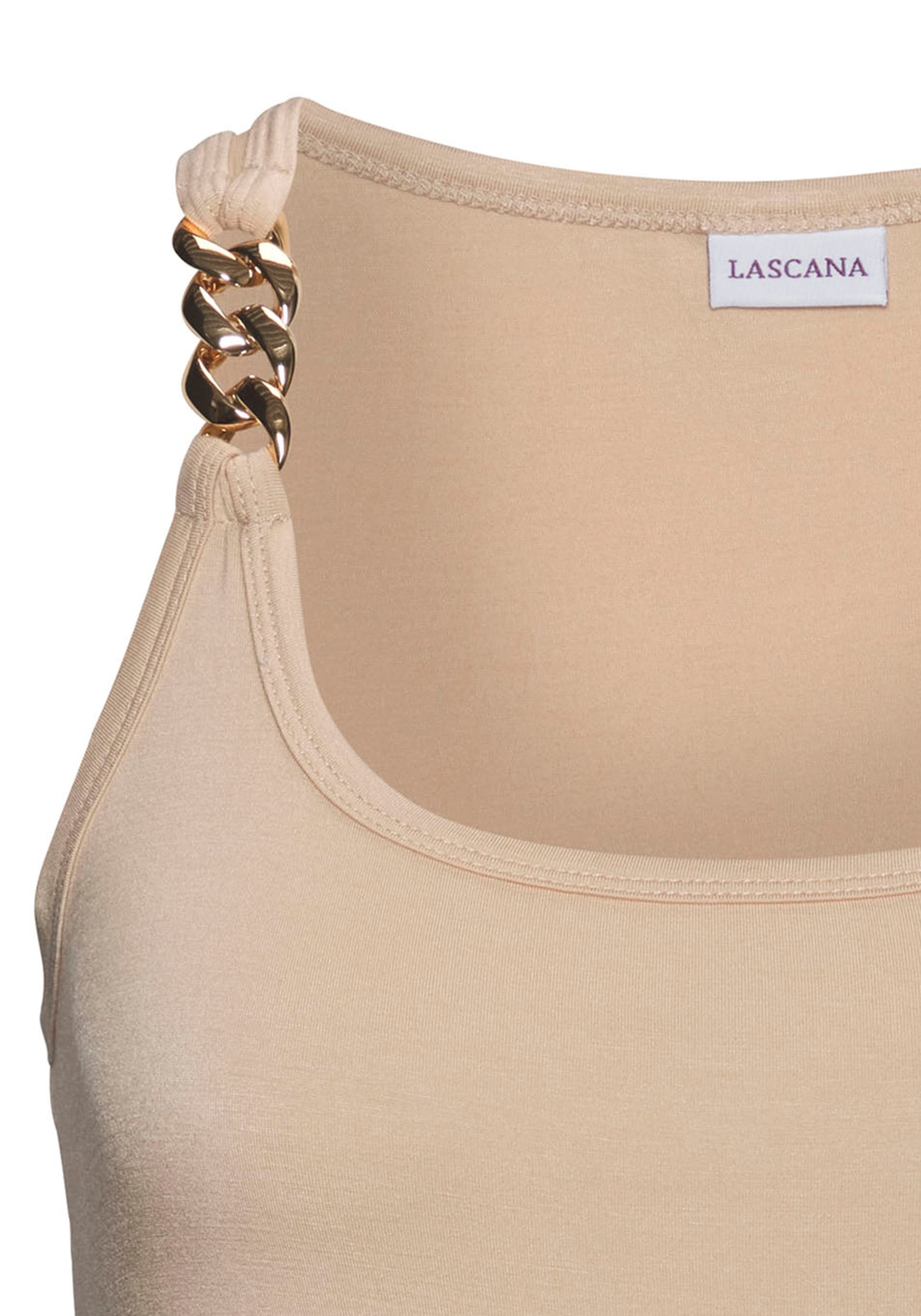 LASCANA Tanktop mit Kettendetails an den Trägern, figurbetontes Jerseytop