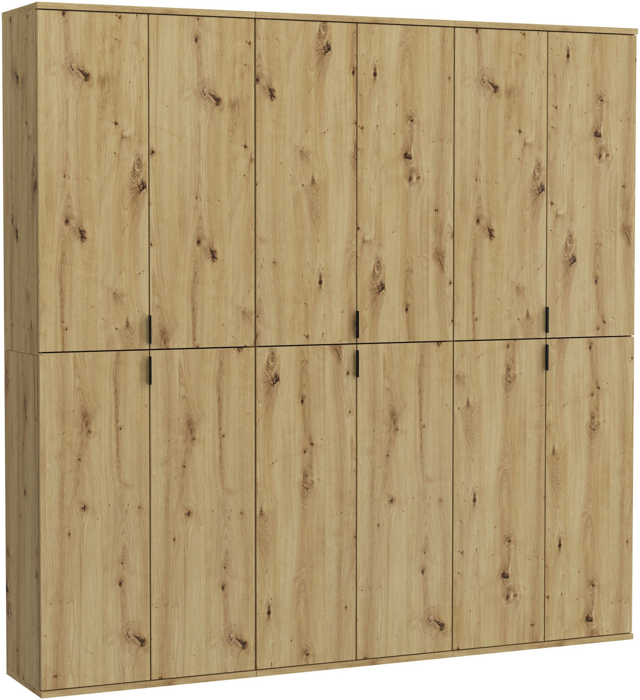 INOSIGN Garderoben-Set »Trondheim, Breite 183 cm, best. aus 3 Schränken, 12 Türen, 27 Fächer«, (Set, 3 St.), inkl. ausziehbarer Kleiderstange, Garderobenschrank, Kleiderschrank