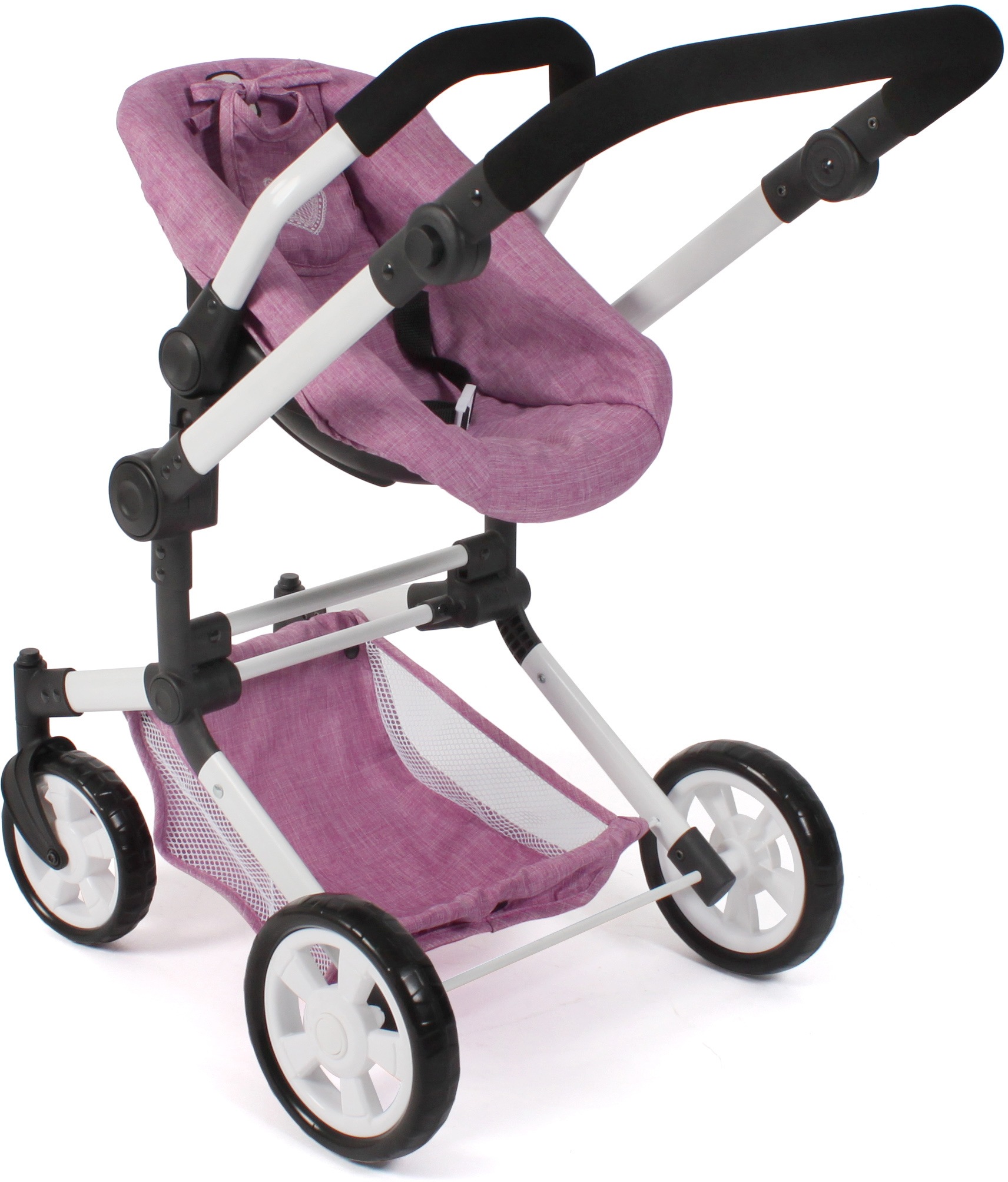 CHIC2000 Kombi-Puppenwagen »Linus, Jeans Pink«, (Set), mit Babywanne und Autositz