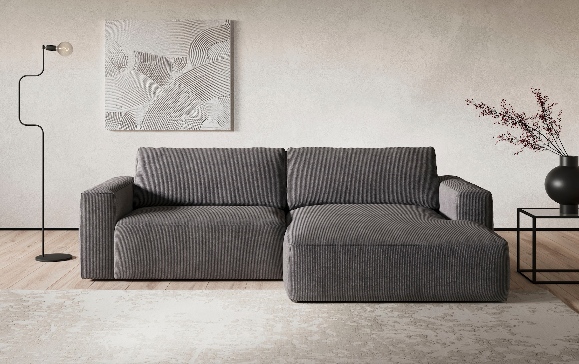 COTTA Ecksofa »Lasso L-Form, XL-Sofa«, mit breiter Recamiere im trendigen Cord oder angenehmen Strukturstoff