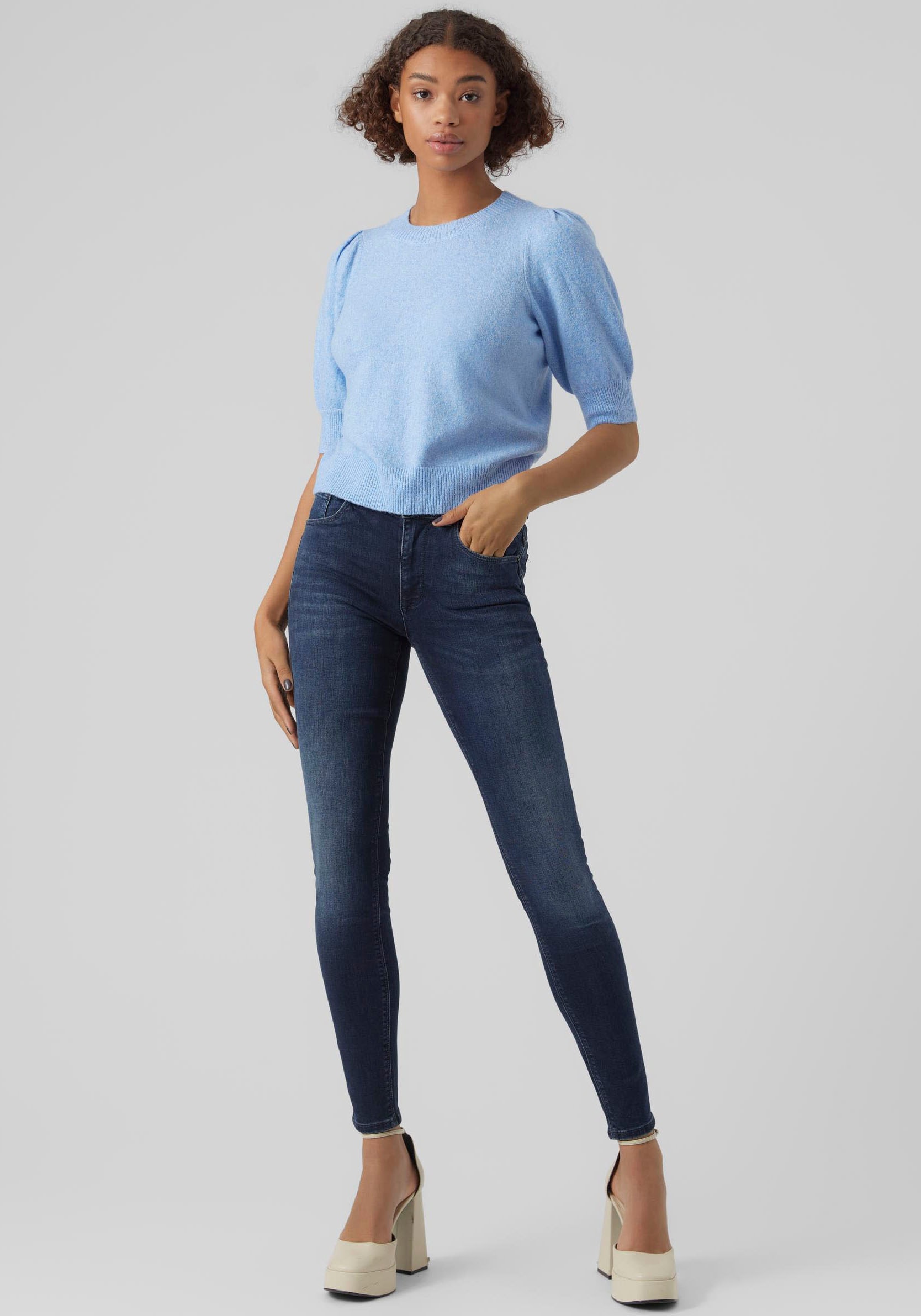 Vero Moda Rundhalspullover »VMDOFFY 2/4 O-NECK PULLOVER GA NOOS« mit kurzen Puffärmeln