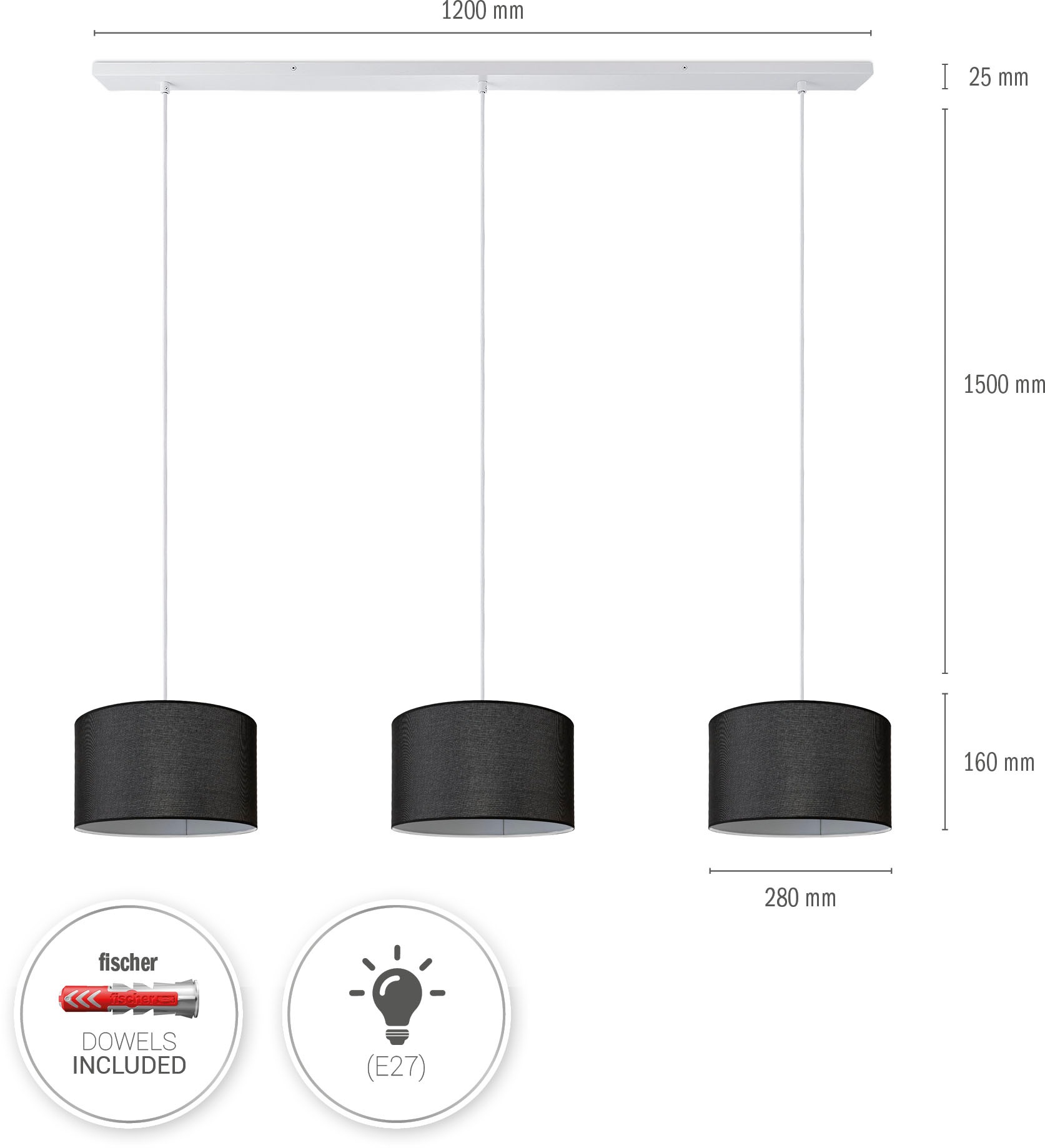 Paco Home Pendelleuchte »HUGO CANVAS UNI COLOR« E27 Pendelleuchte Wohnzimmer Hängelampe Esszimmer Lampenschirm E27 Uni