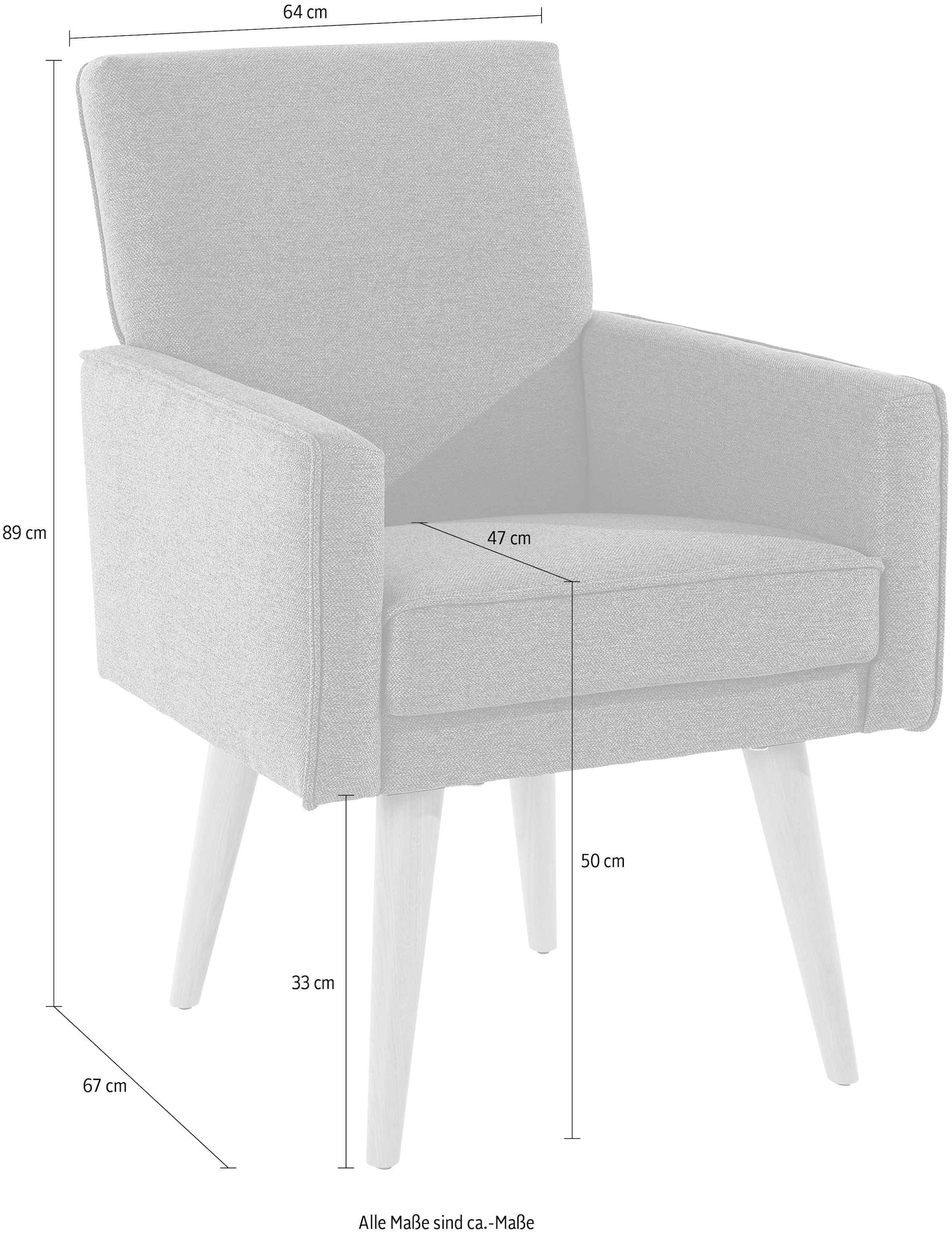 exxpo - sofa fashion Sessel »Lungo, Loungesessel mit moderner Kedernaht, bequem und elegant«, Breite 64 cm, hoher Holzfuß