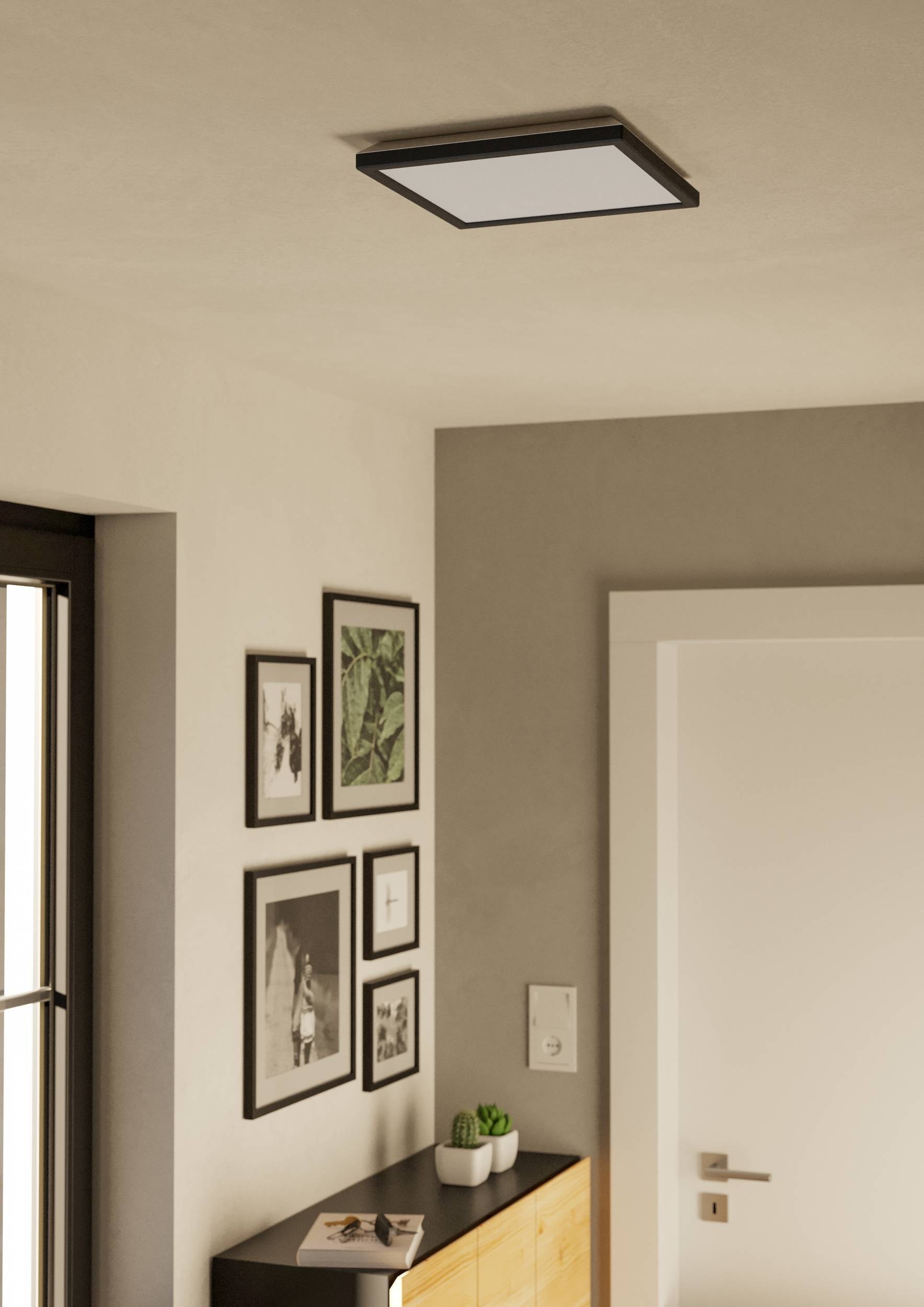 EGLO Deckenleuchte »Rovito Deckenlampe, Deckenbeluchtung, Badlampe Decke, Kunststoff, IP44« LED-Modul 1 Stk. Kaltweiß | Neutralweiß | Warmweiß Wand-/Deckenleuchte - L29 x B29 x H3 cm - schwarz - 13,4W inkl.