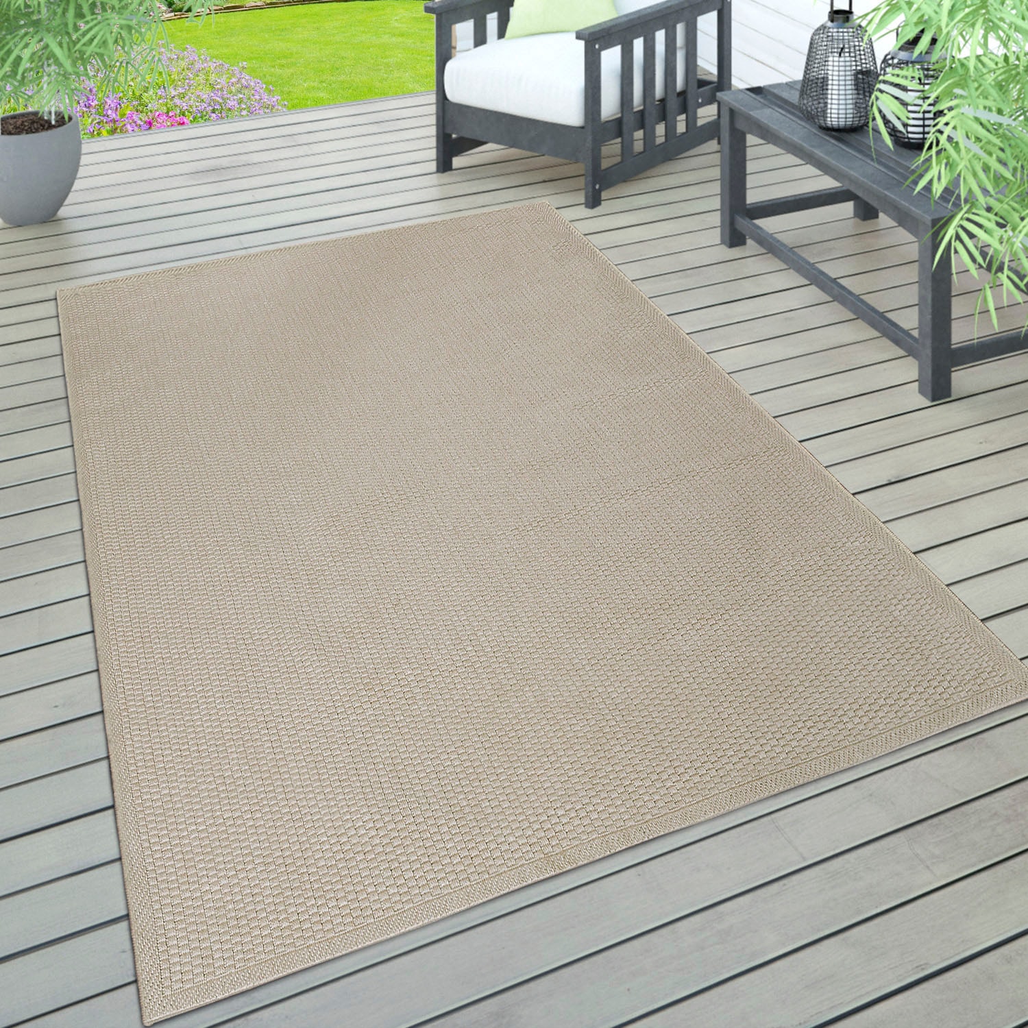 Paco Home Teppich »Timber 125«, In- und Outdoor geeignet, Wohnzimmer, masch günstig online kaufen