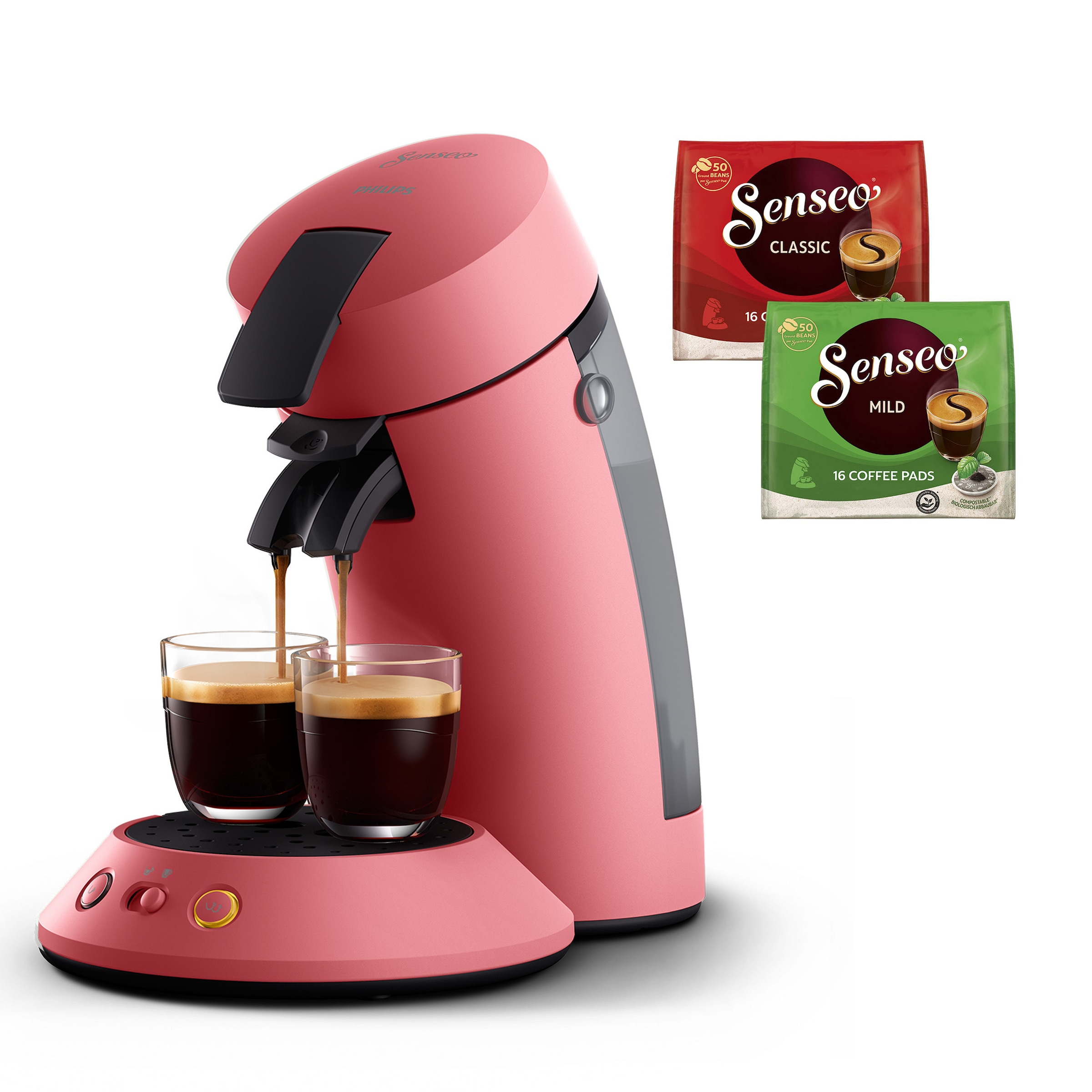 Philips Senseo Kaffeepadmaschine »Original Plus CSA210/60, mit zwei Kaffee-Einstellungen«, aus 28% rec. Plastik, inkl. Gratis-Zugabe (Wert 5 € UVP)