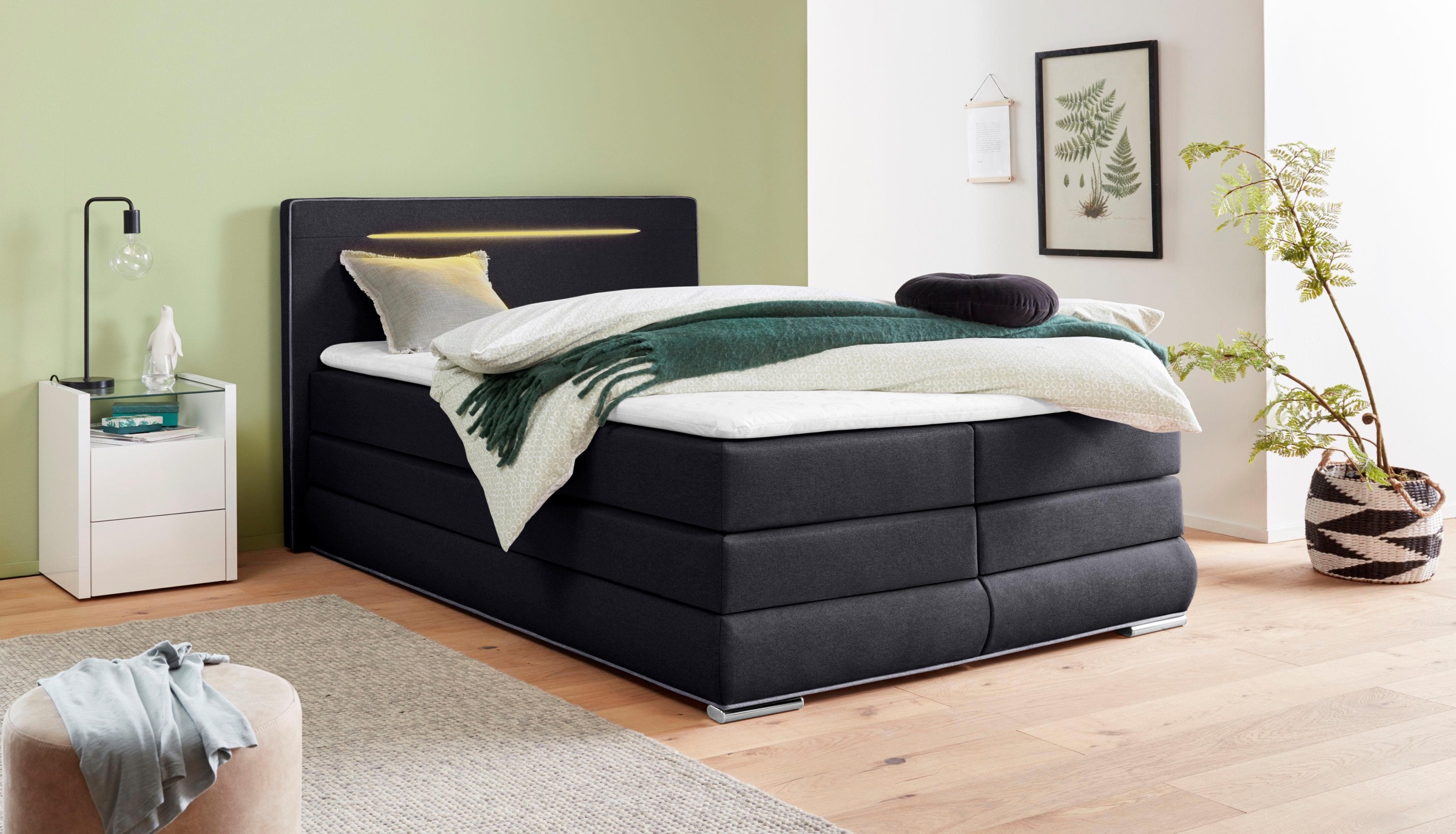 COLLECTION AB Boxspringbett, inkl. Bettkasten, LED-Beleuchtung und Topper