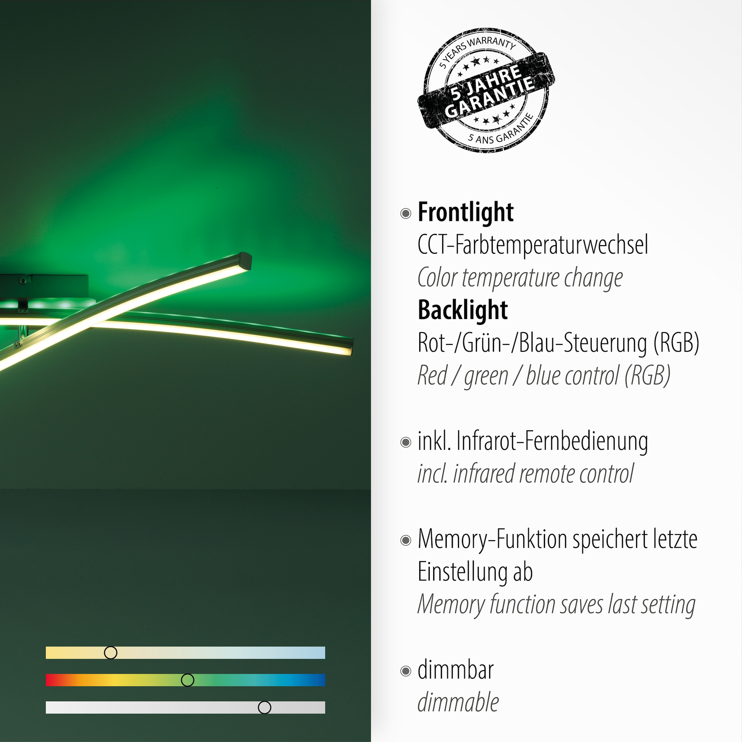 CCT Deckenleuchte RGB, 4 dimmbar »ALINA«, Fernbedienung online Fernbedienung, LED, Direkt bestellen über über Leuchten flammig-flammig, -