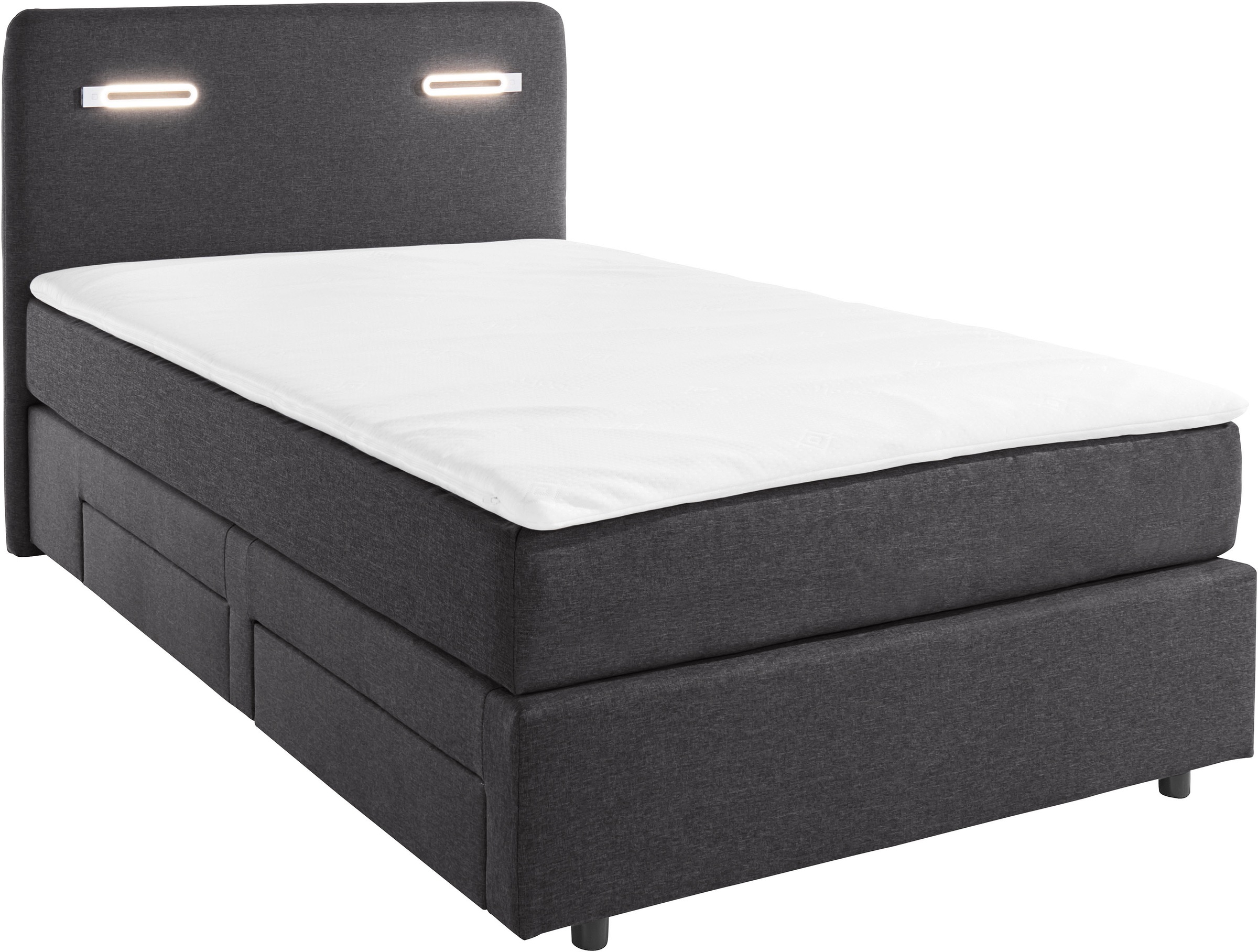 INOSIGN Boxbett »Luan«, Schubkästen, LED-Beleuchtung und Topper, in Breite 120 cm und 180 cm