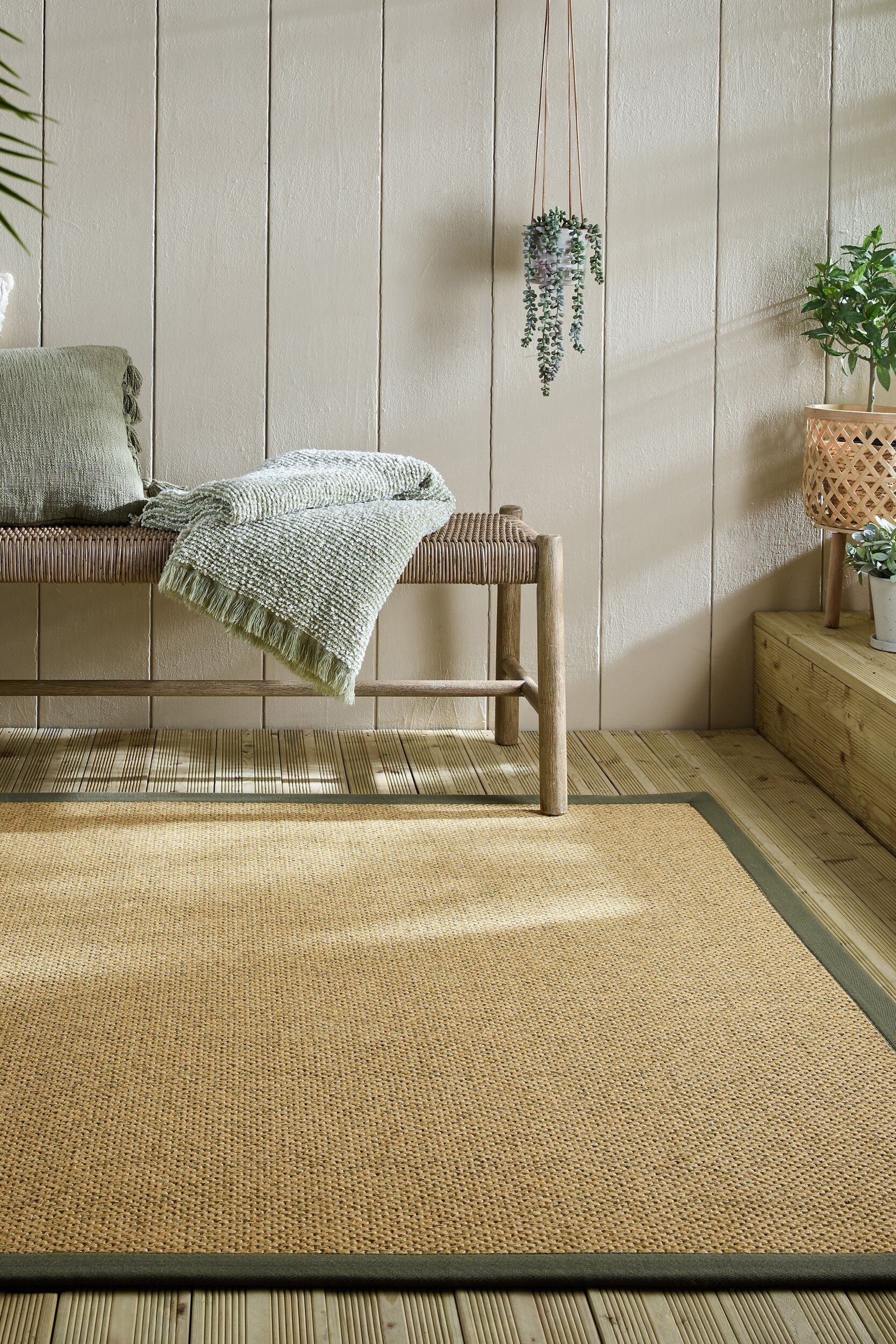 FLAIR RUGS Teppich »Sisal Look«, rechteckig, 6 mm Höhe, Sisal Look Border Indoor Outdoor Bodenläufer Teppich