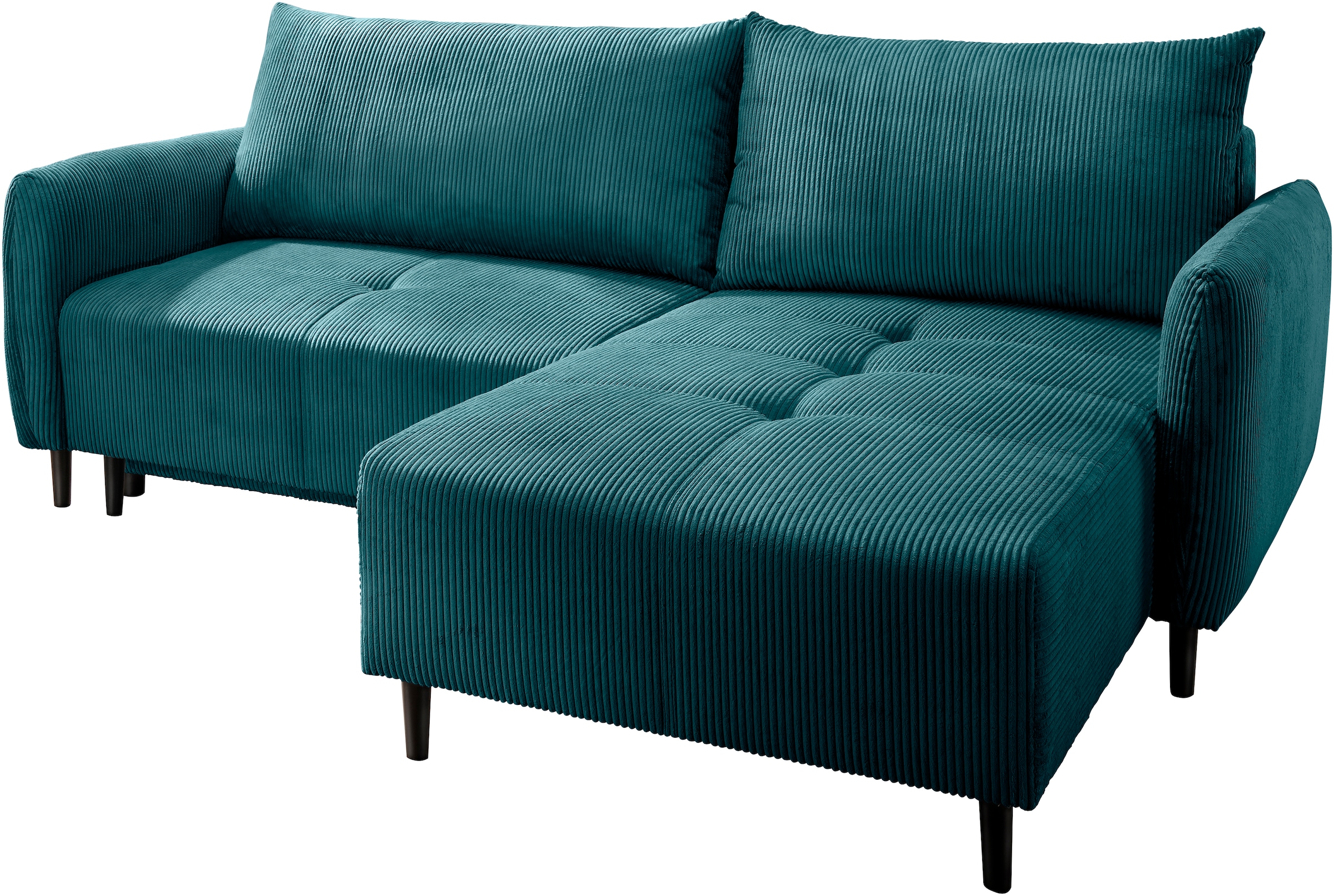 INOSIGN Ecksofa »Mara, L-Form, aktueller Cord Bezug und tolle Farben, schmale Armlehnen«, whlw. mit Bettfunktion,Recamiere links/rechts montierbar, Breite 238cm