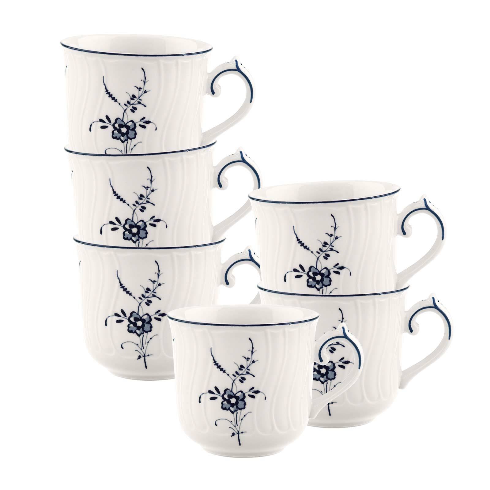Villeroy & Boch Tasse »Kaffeetassen Vieux Luxembourg 120 ml 6er Set weiß-bl günstig online kaufen