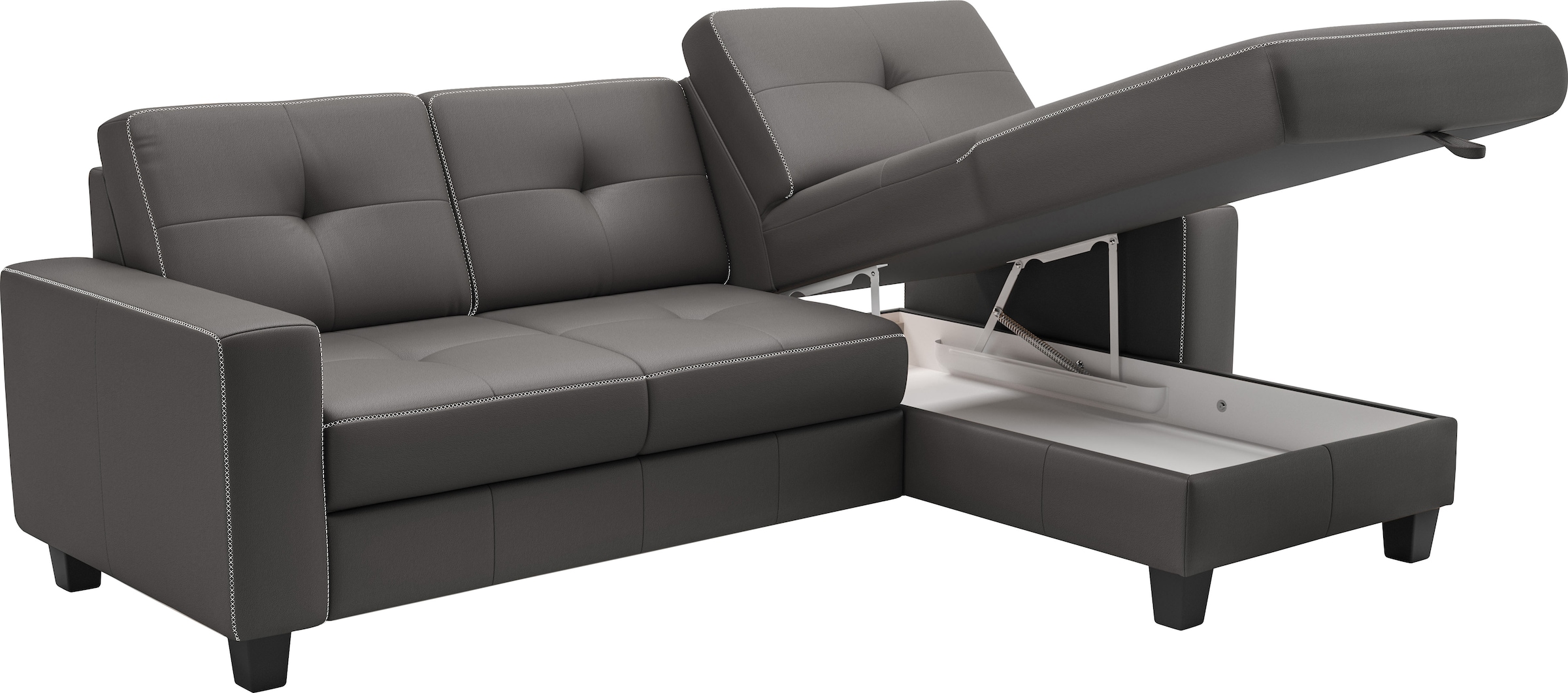 Places of Style Ecksofa »Varese«, wahlweise mit Bettfunktion und Bettkasten