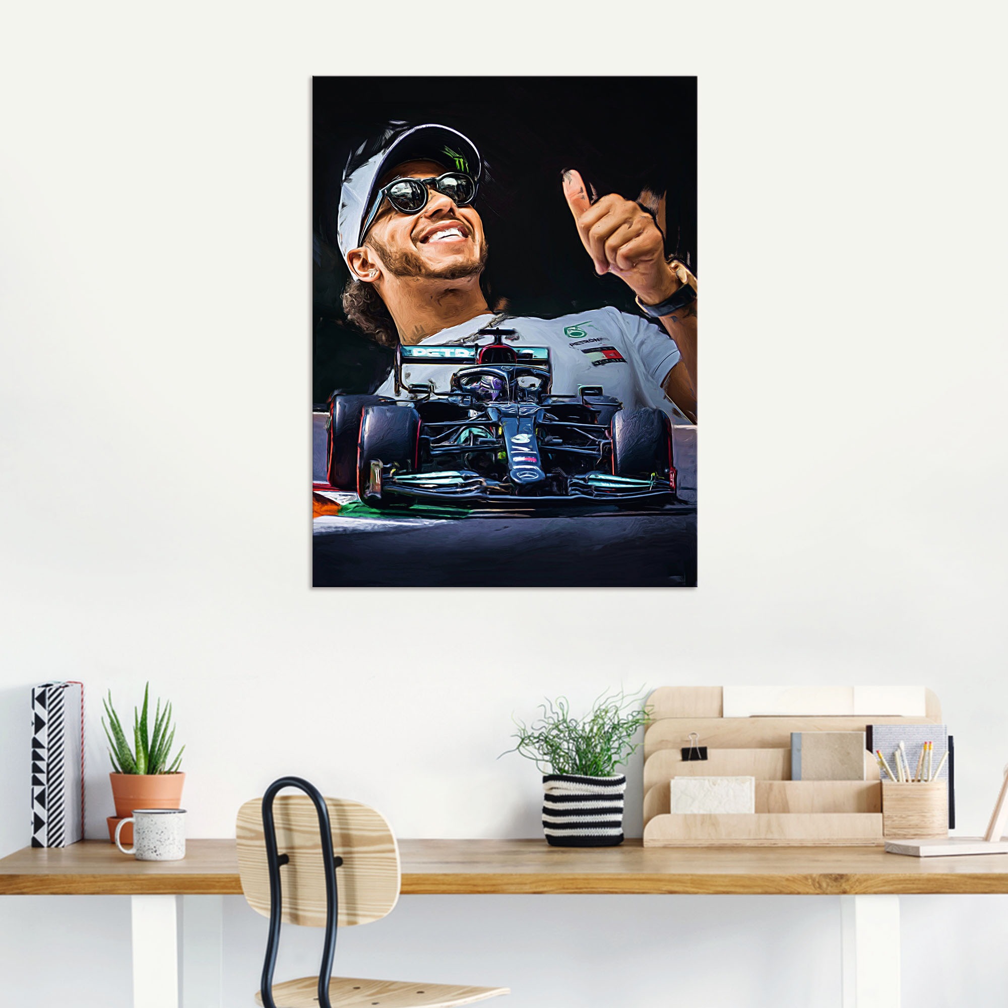 Artland Wandbild »Sir Lewis Hamilton alias LH44«, Auto, (1 St.), als Alubild, Outdoorbild, Leinwandbild, Poster in verschied. Größen