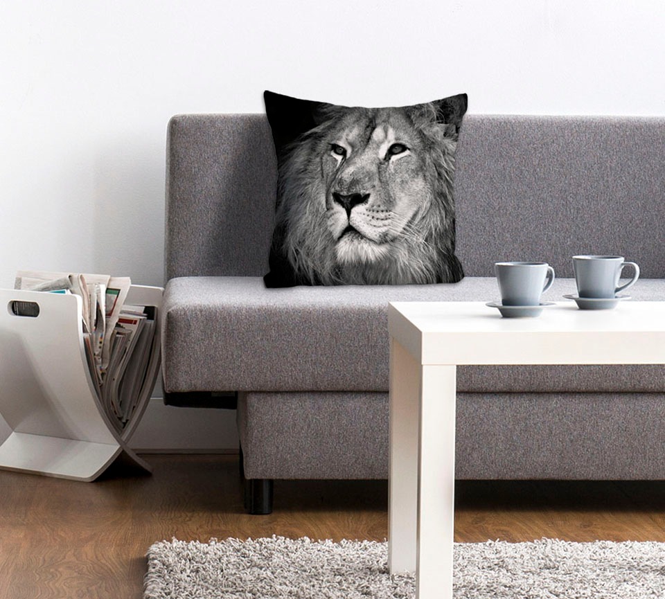 queence Dekokissen »Michelle«, Kissenhülle,Löwe,Schwarz,Stylisch,Minimalist günstig online kaufen