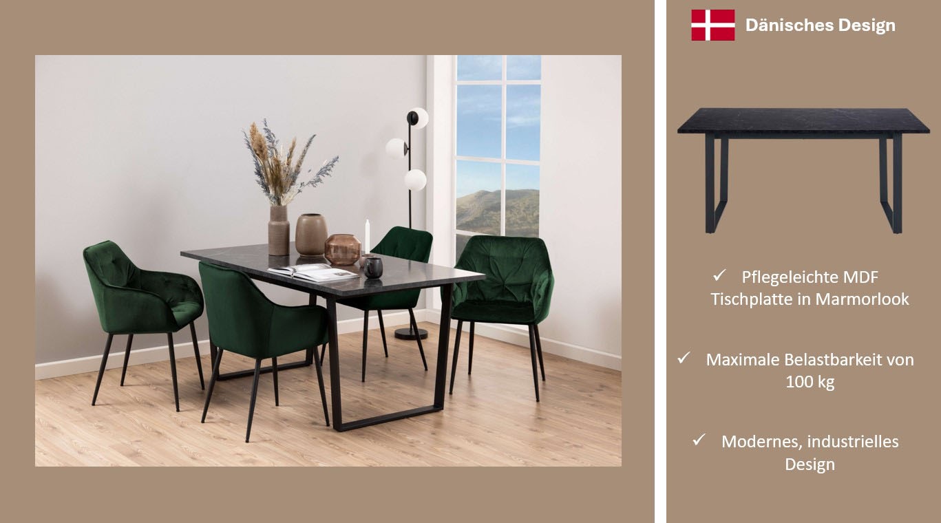 ACTONA GROUP Esstisch »Amble«, (1 St.), Esstisch, Küchentisch, Schwarz, Mar günstig online kaufen