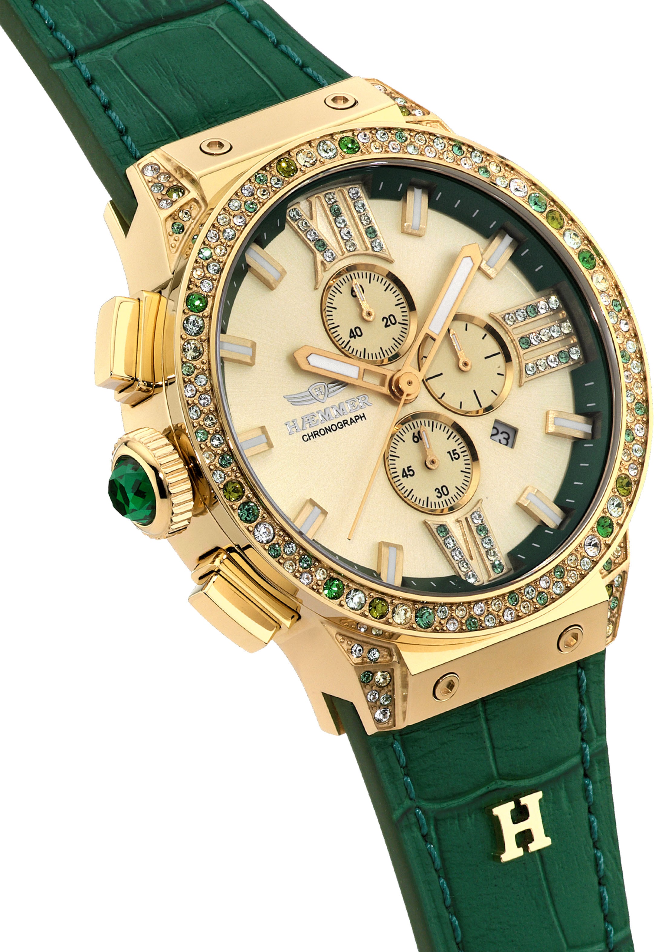 HAEMMER GERMANY Chronograph »EMINENT«, Quarzuhr, Armbanduhr, Damenuhr, analog, Tag, Stoppfunktion