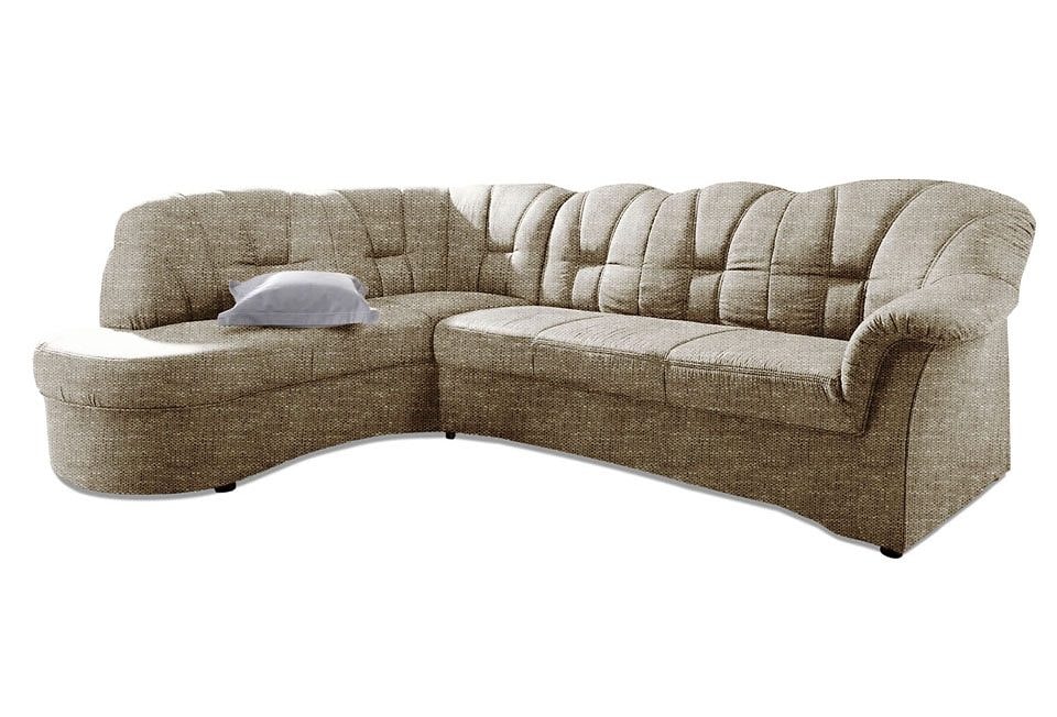 DOMO collection Ecksofa »Papenburg, zeitlose Rückensteppung, elegante Armlehne, L-Form«, mit Ottomane, wahlweise mit Bettfunktion